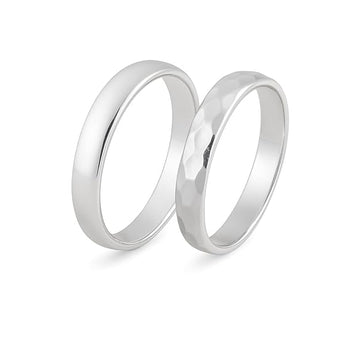 Silver Couple Band Ring Set