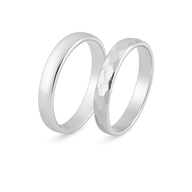 Silver Couple Band Ring Set