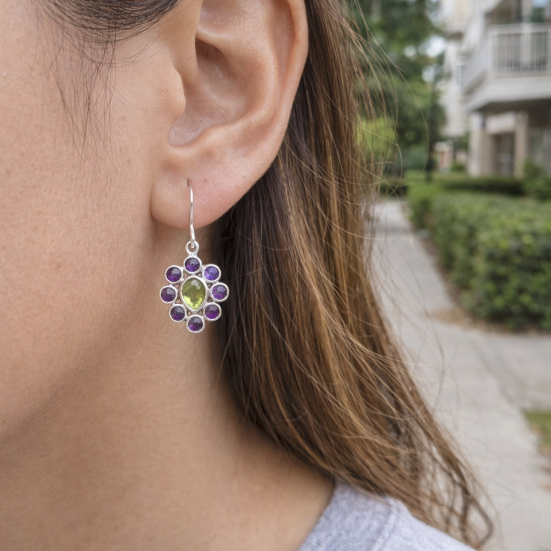 Amethyst & Peridot Dangle Earring