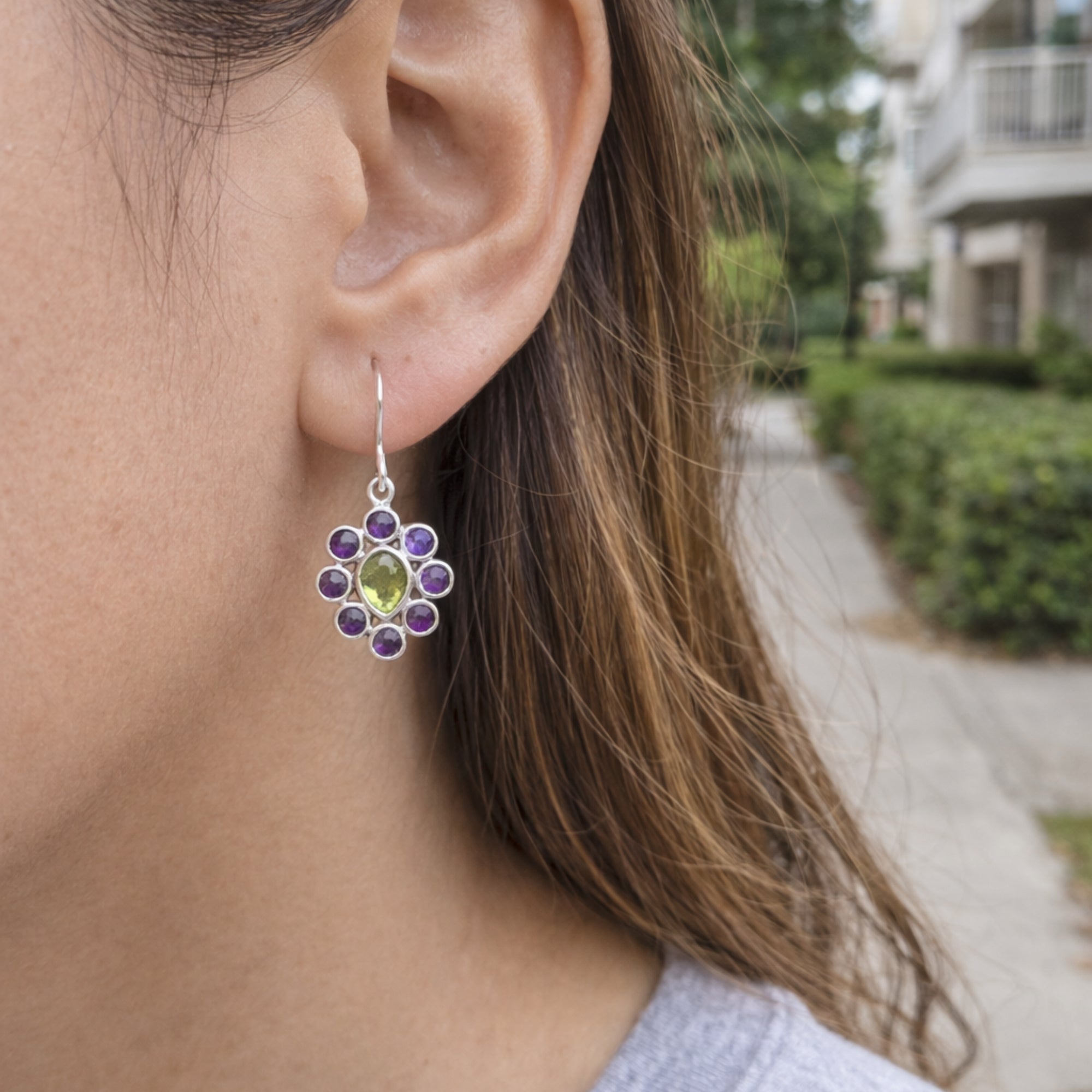 Amethyst & Peridot Dangle Earring