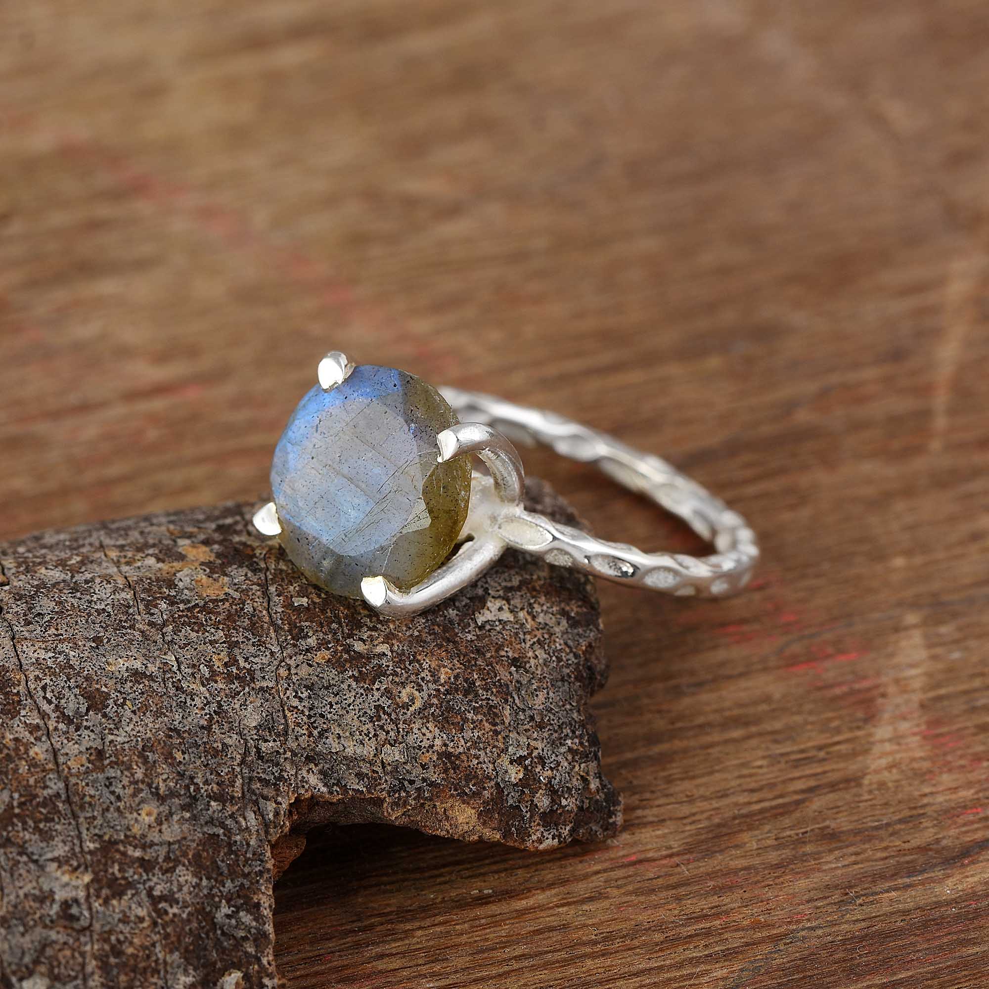 Labradorite Solitaire Ring