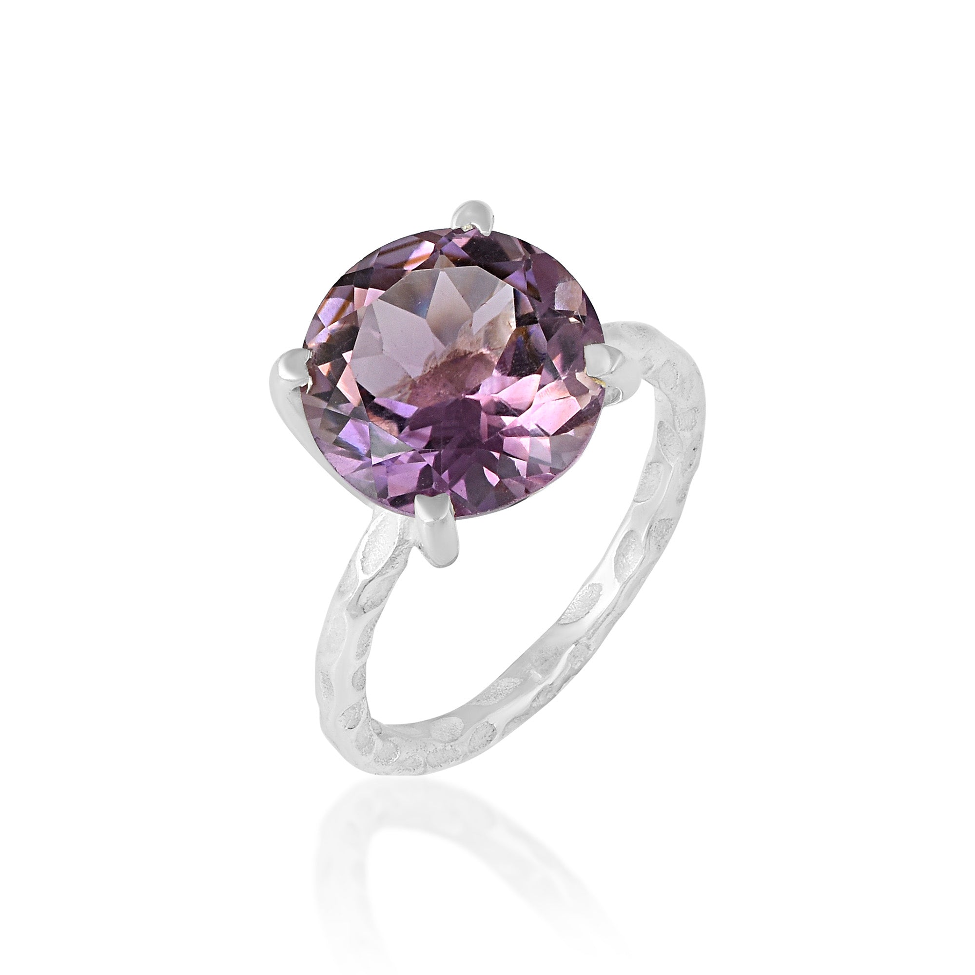 Round-Cut Amethyst Solitaire Ring