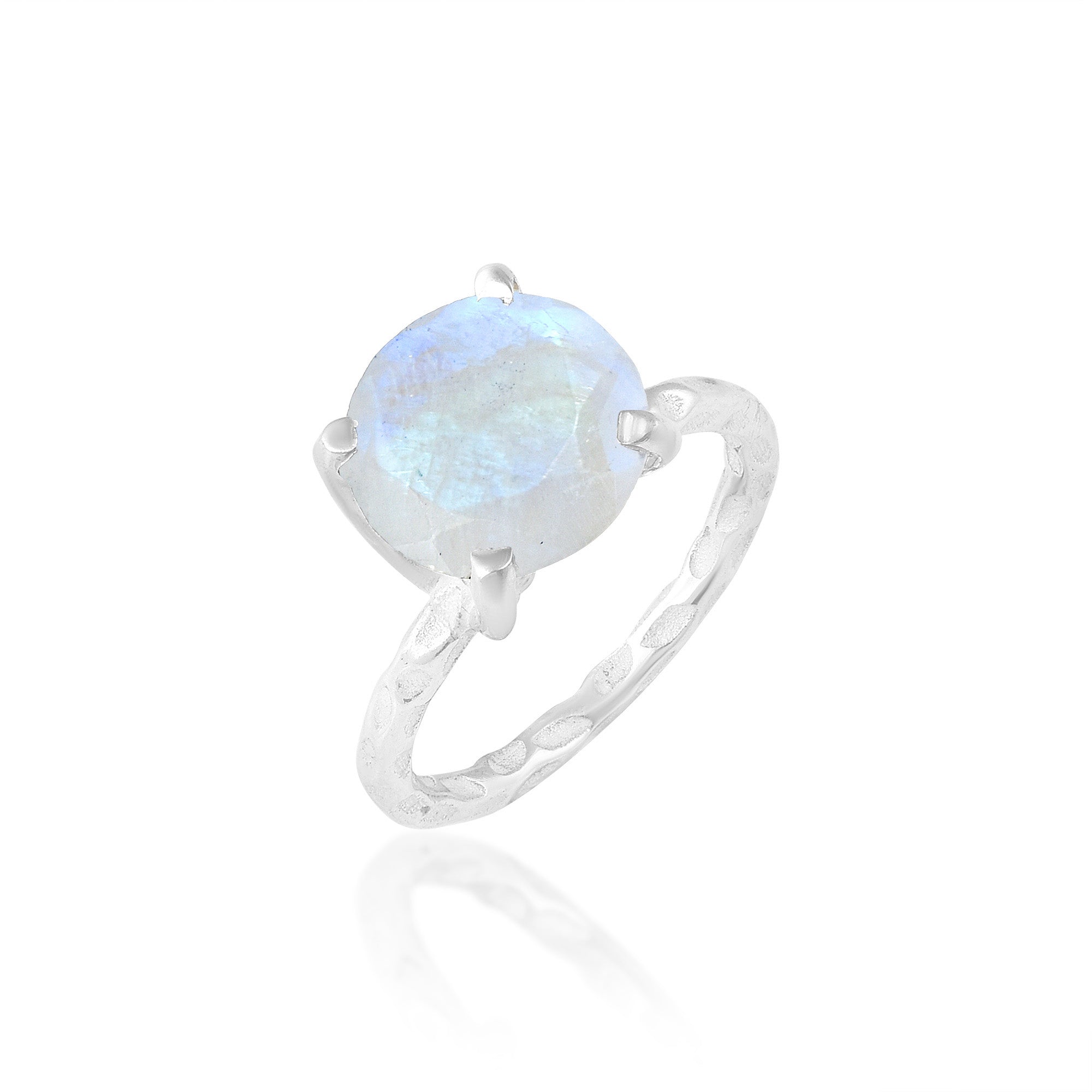Round-Cut Moonstone Solitaire Ring