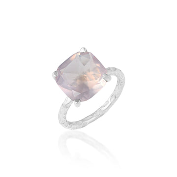 Cushion-Cut Rose Quartz Solitaire Ring