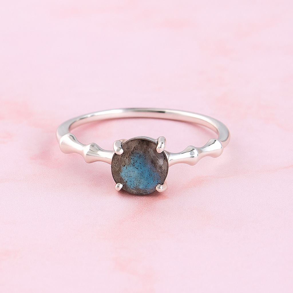 Oval Labradorite Bamboo Band Ring