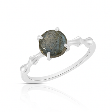 Oval Labradorite Bamboo Band Ring