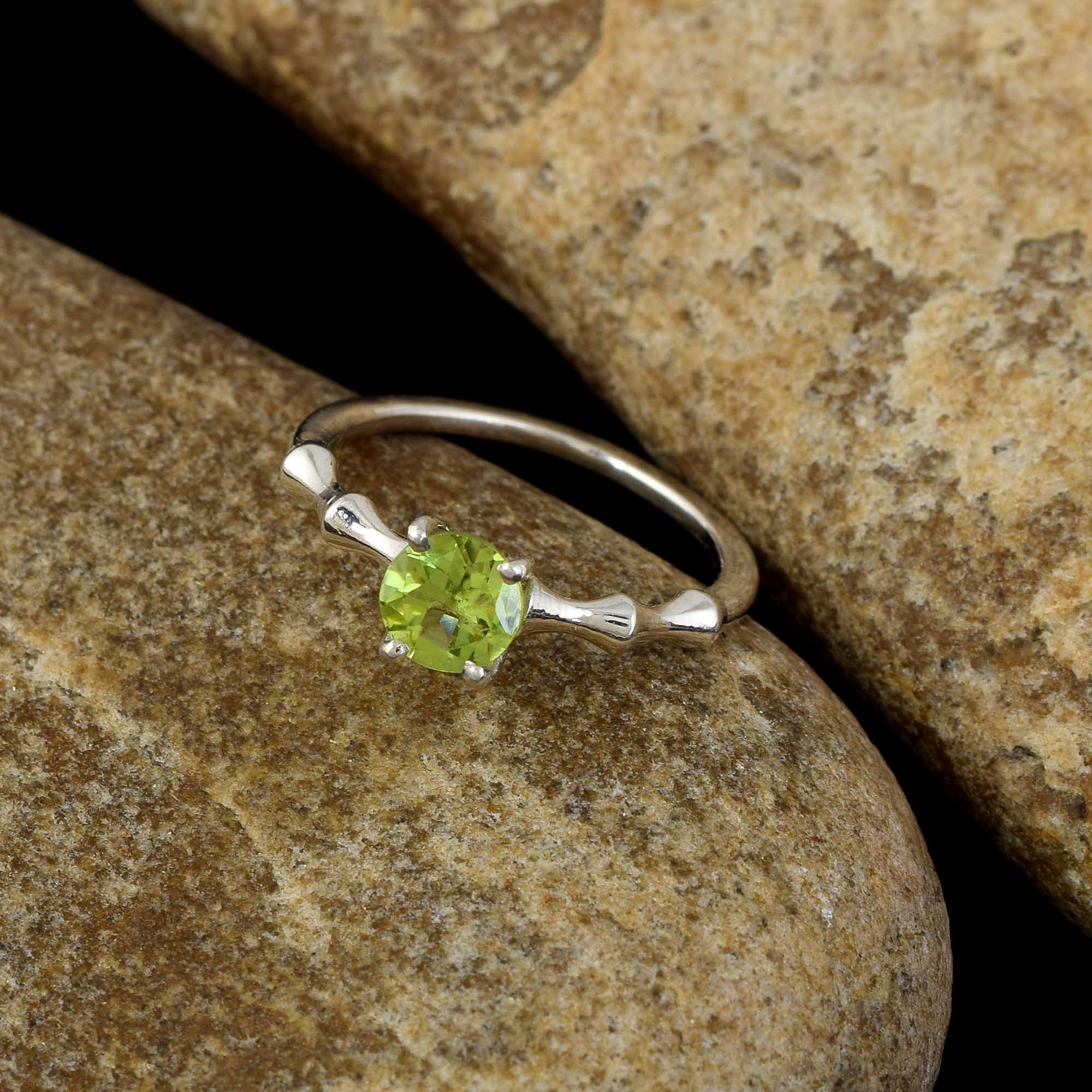 Oval Peridot Silver Ring