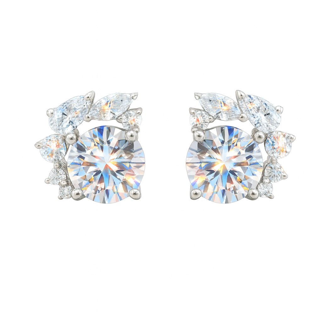 Elegant American Diamond Floral Studs