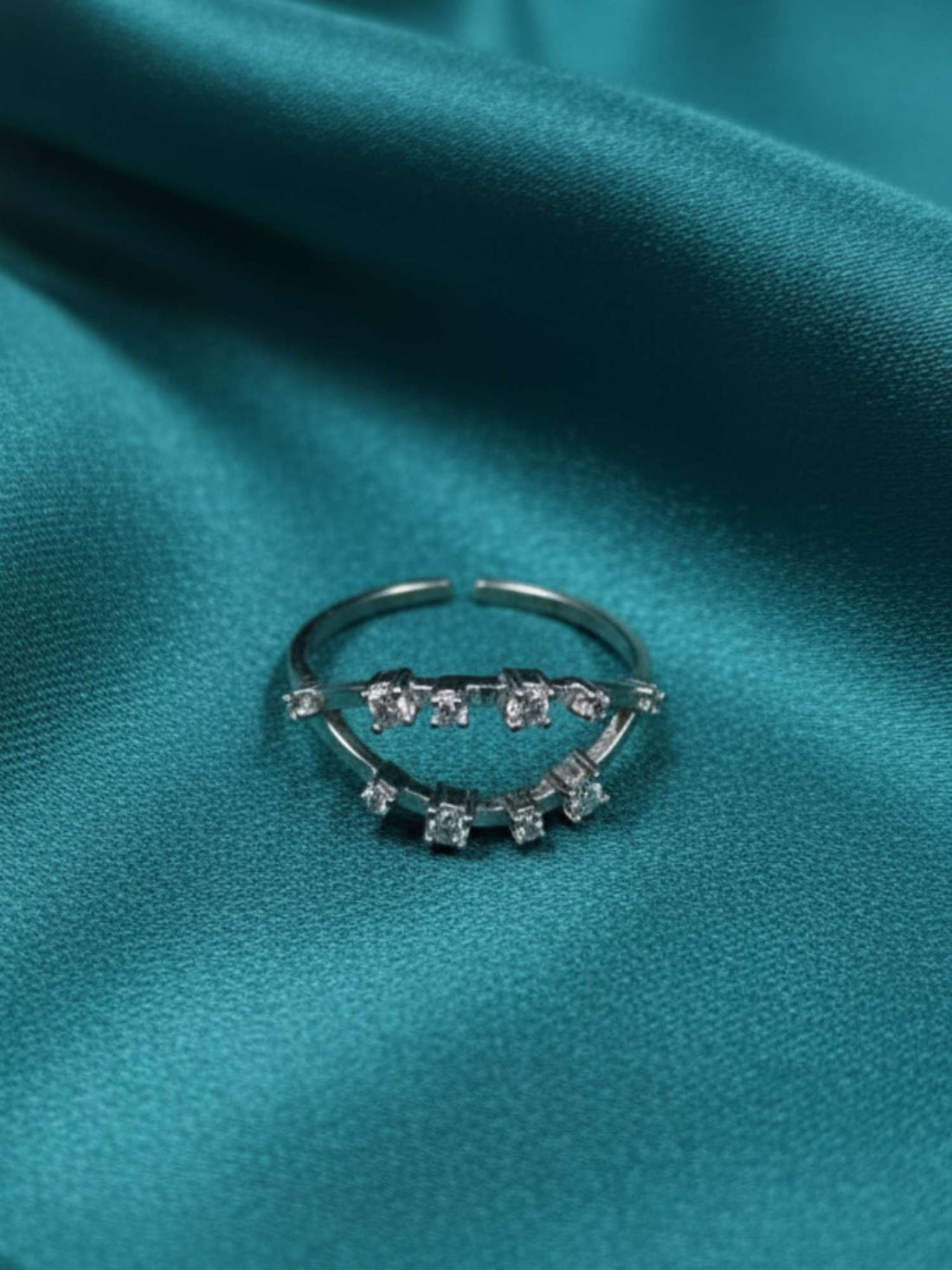 CZ Studded Open Eye Statement Ring