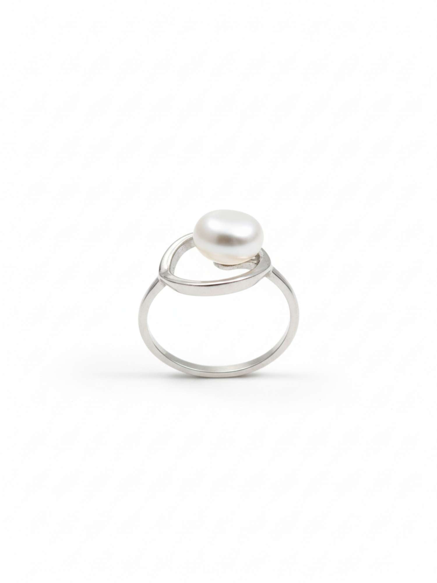 Floating Pearl Silver Adjustable Ring