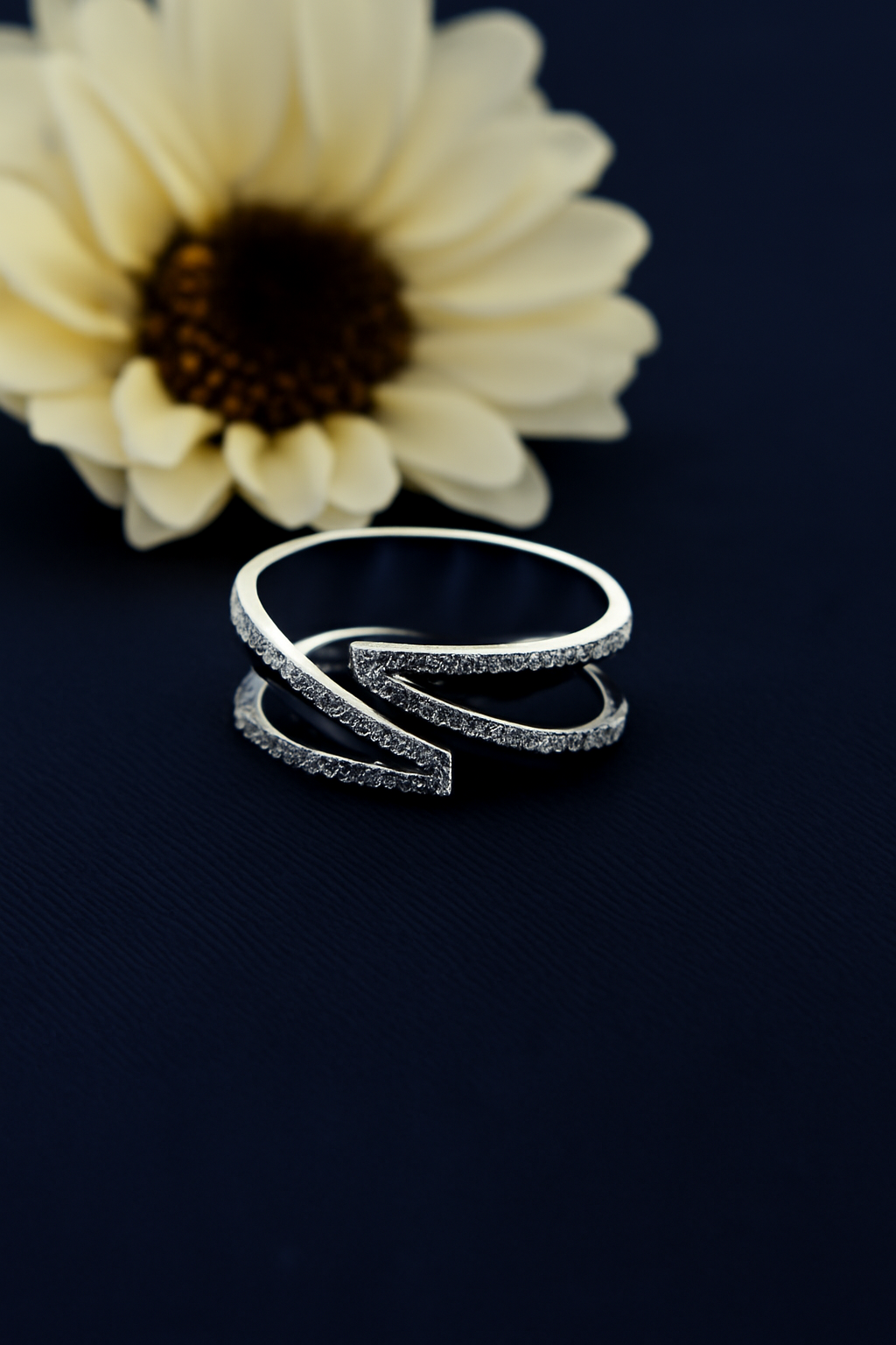 Wide Pave-Set CZ Statement Ring