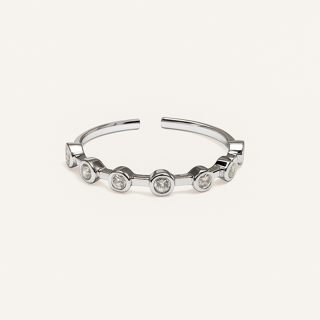 Minimalist Round CZ Station Adjustable Ring