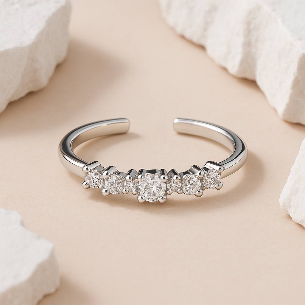 Dainty Graduated Crystal Adjustable Band