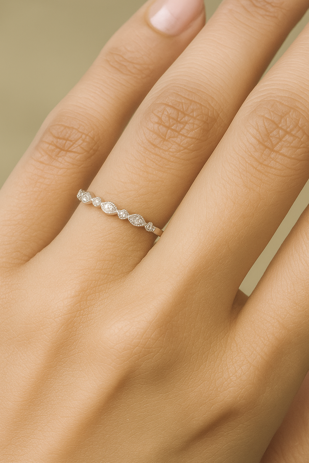 Mixed-Shape CZ Silver Adjustable Ring