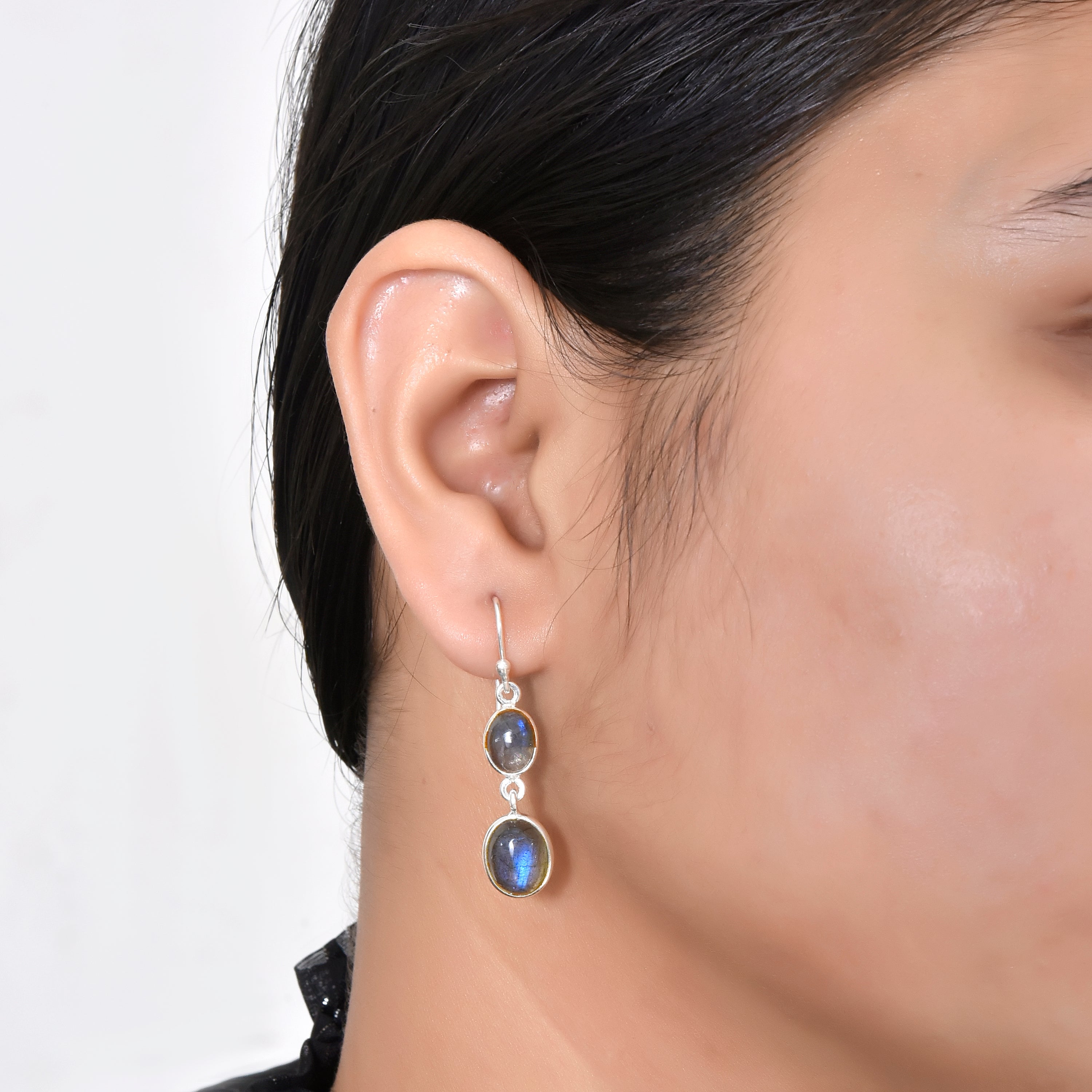 Blue Flash Labradorite Dangle Earrings