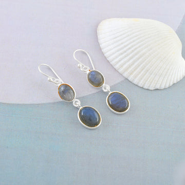 Blue Flash Labradorite Dangle Earrings