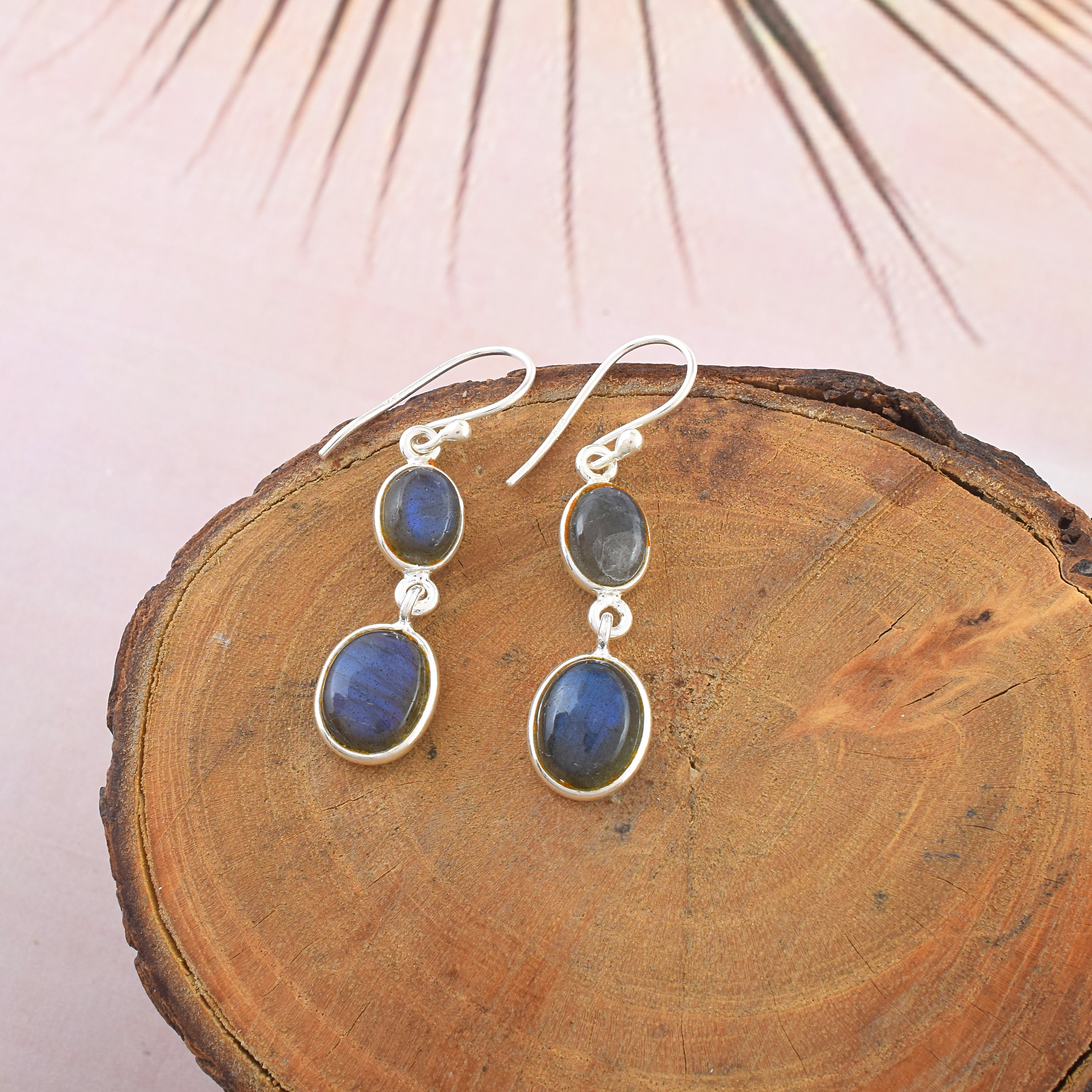 Blue Flash Labradorite Dangle Earrings