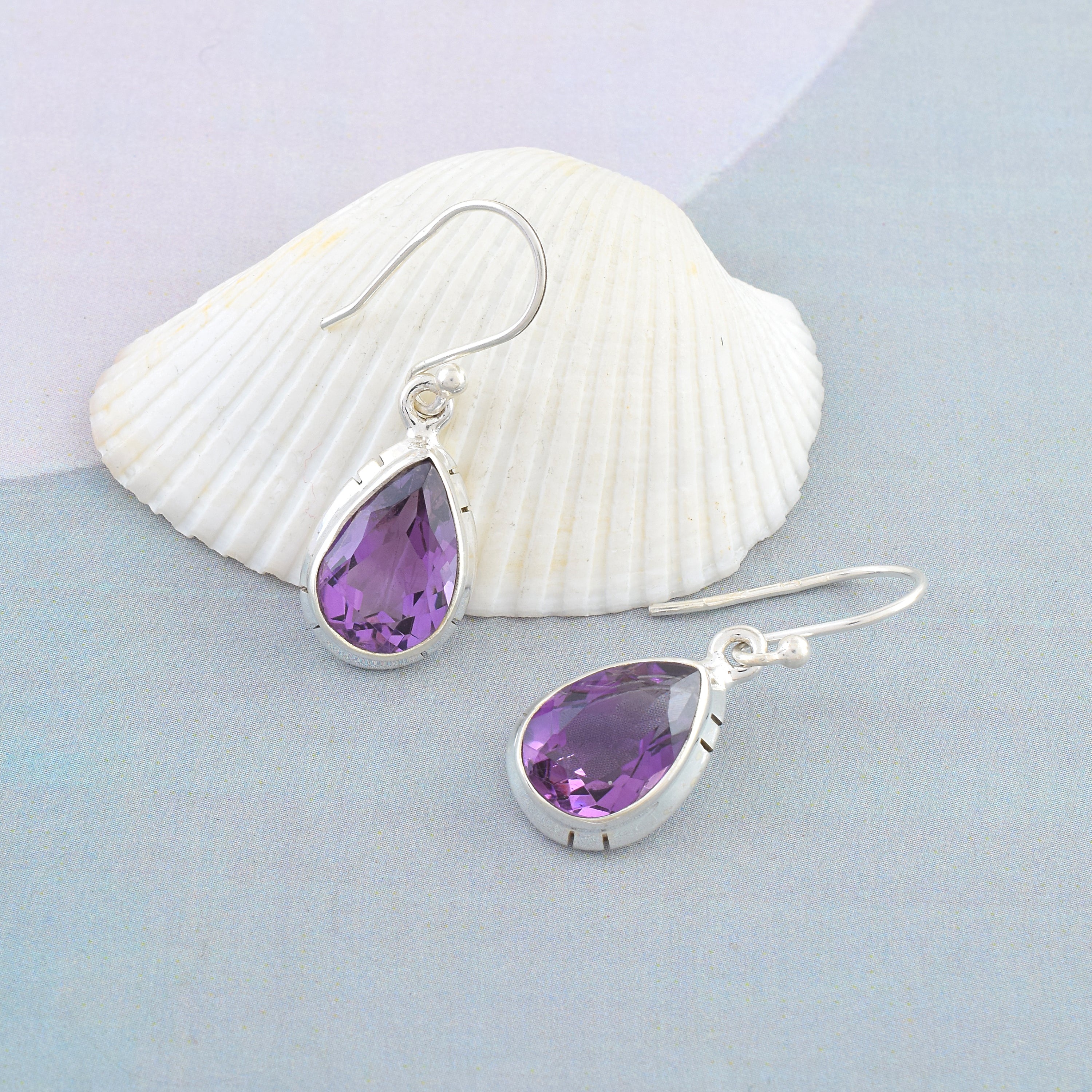 Purple Amethyst Teardrop Dangles