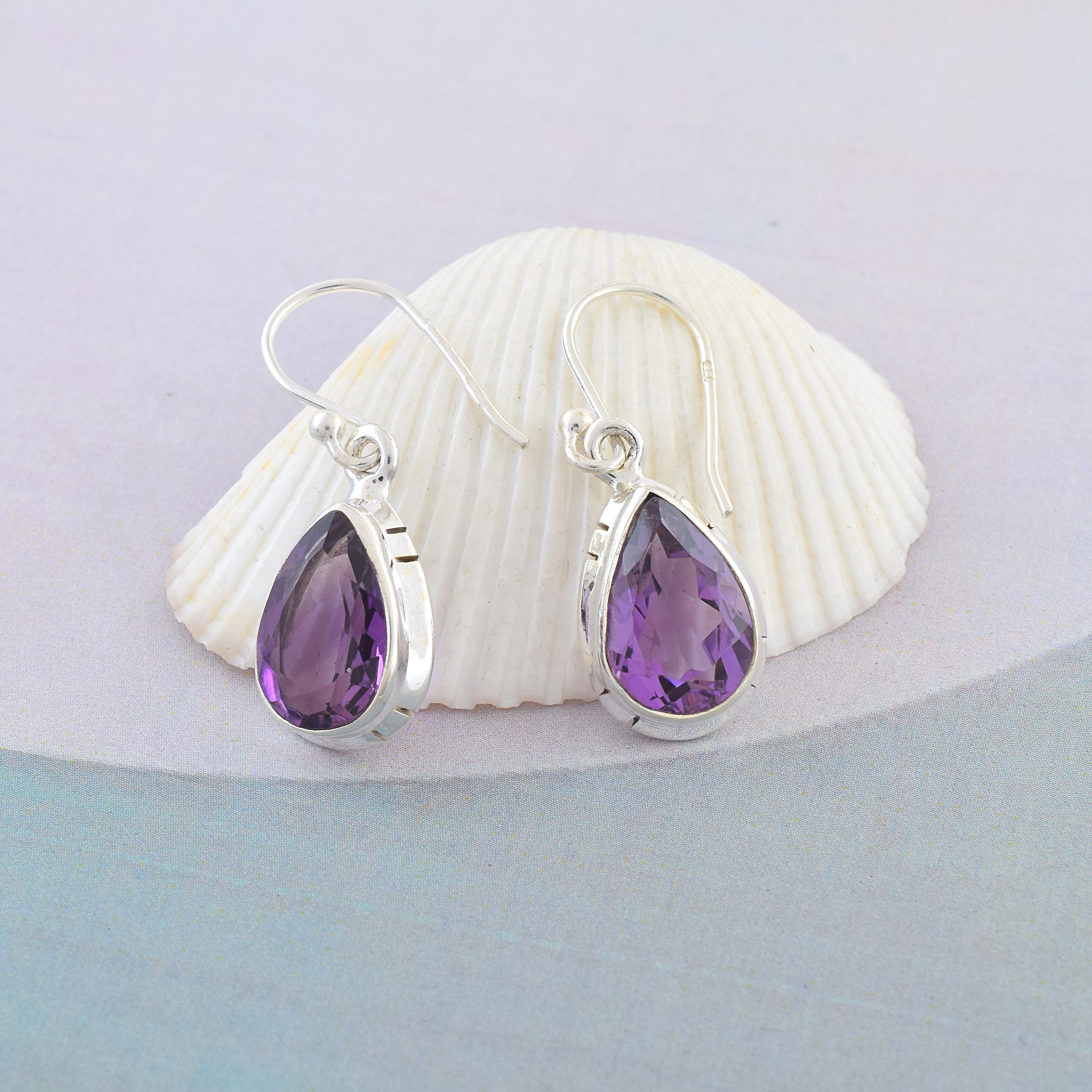 Purple Amethyst Teardrop Dangles