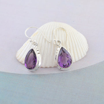 Purple Amethyst Teardrop Dangles