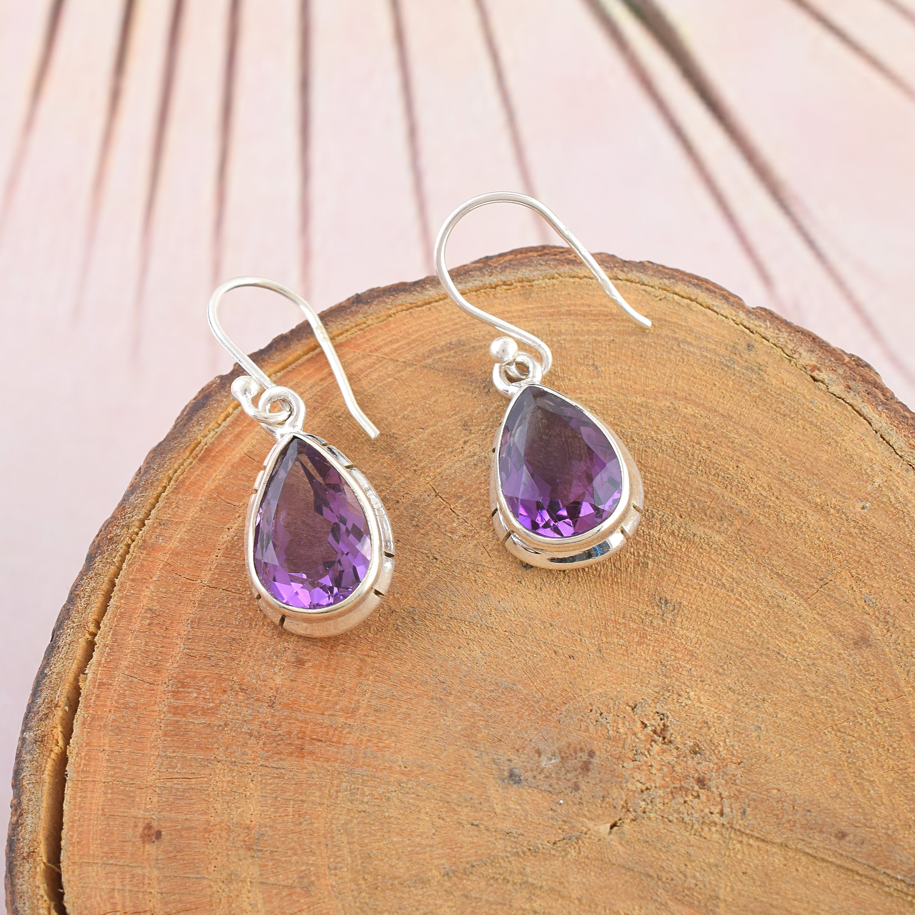 Purple Amethyst Teardrop Dangles