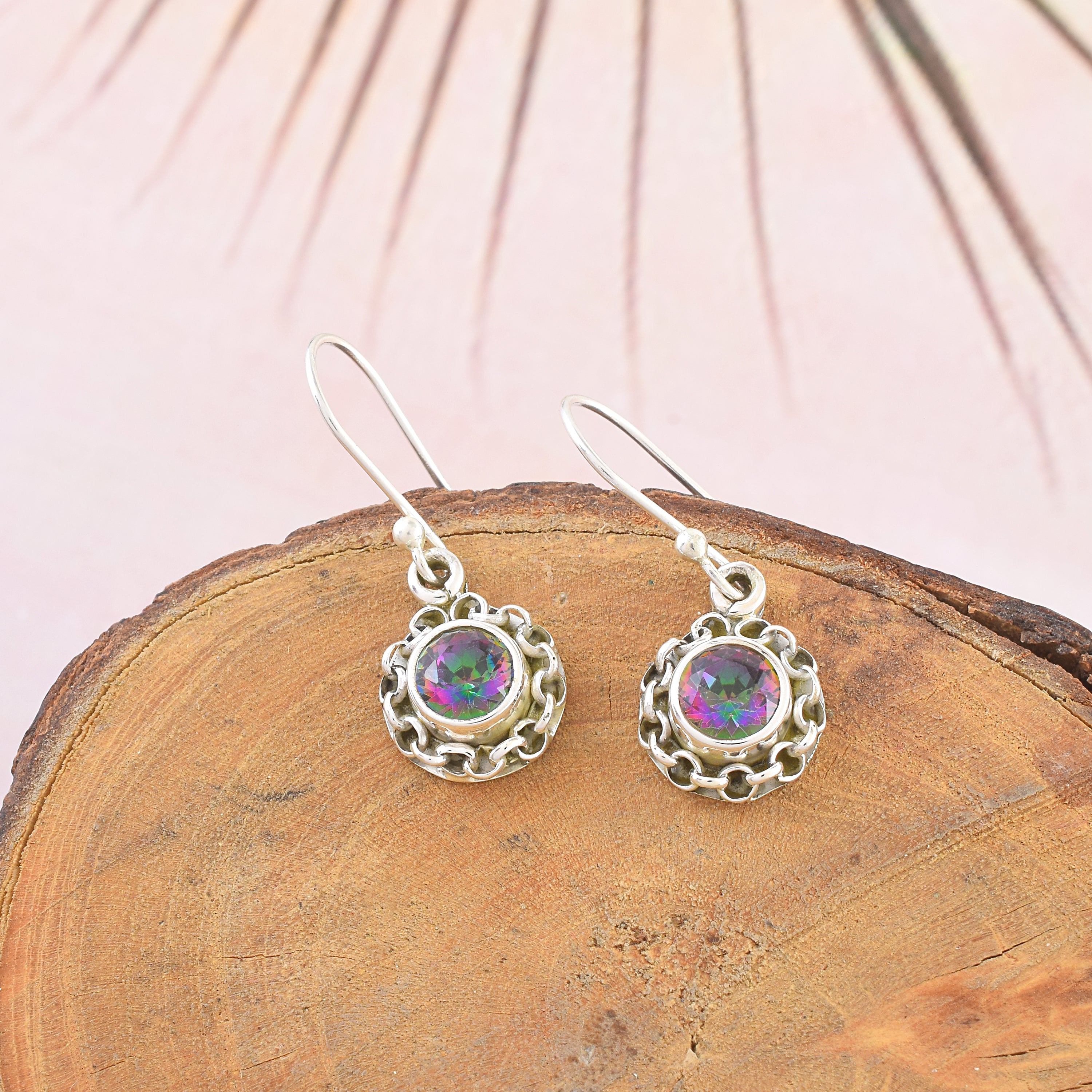 Rainbow Mystic Quartz Dangle Earrings