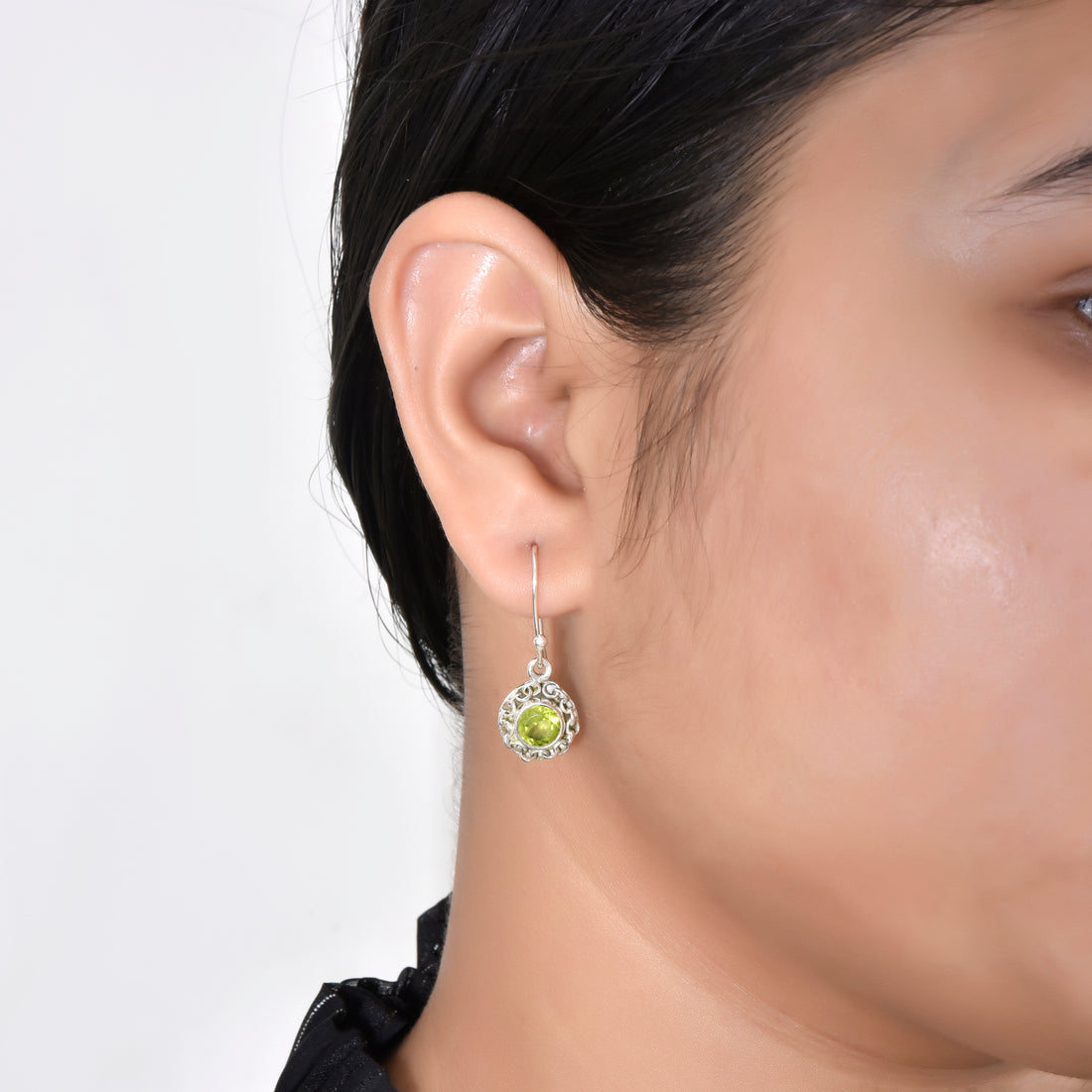 Peridot Silver Statement Drop Earrings