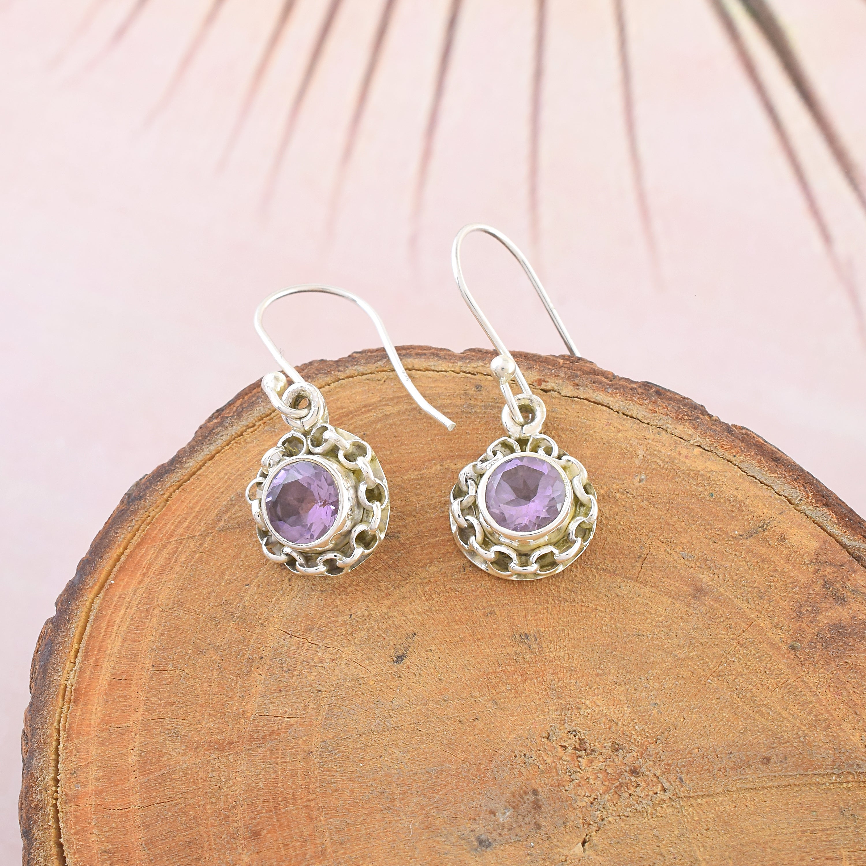 Amethyst Silver Drop Vintage Earrings