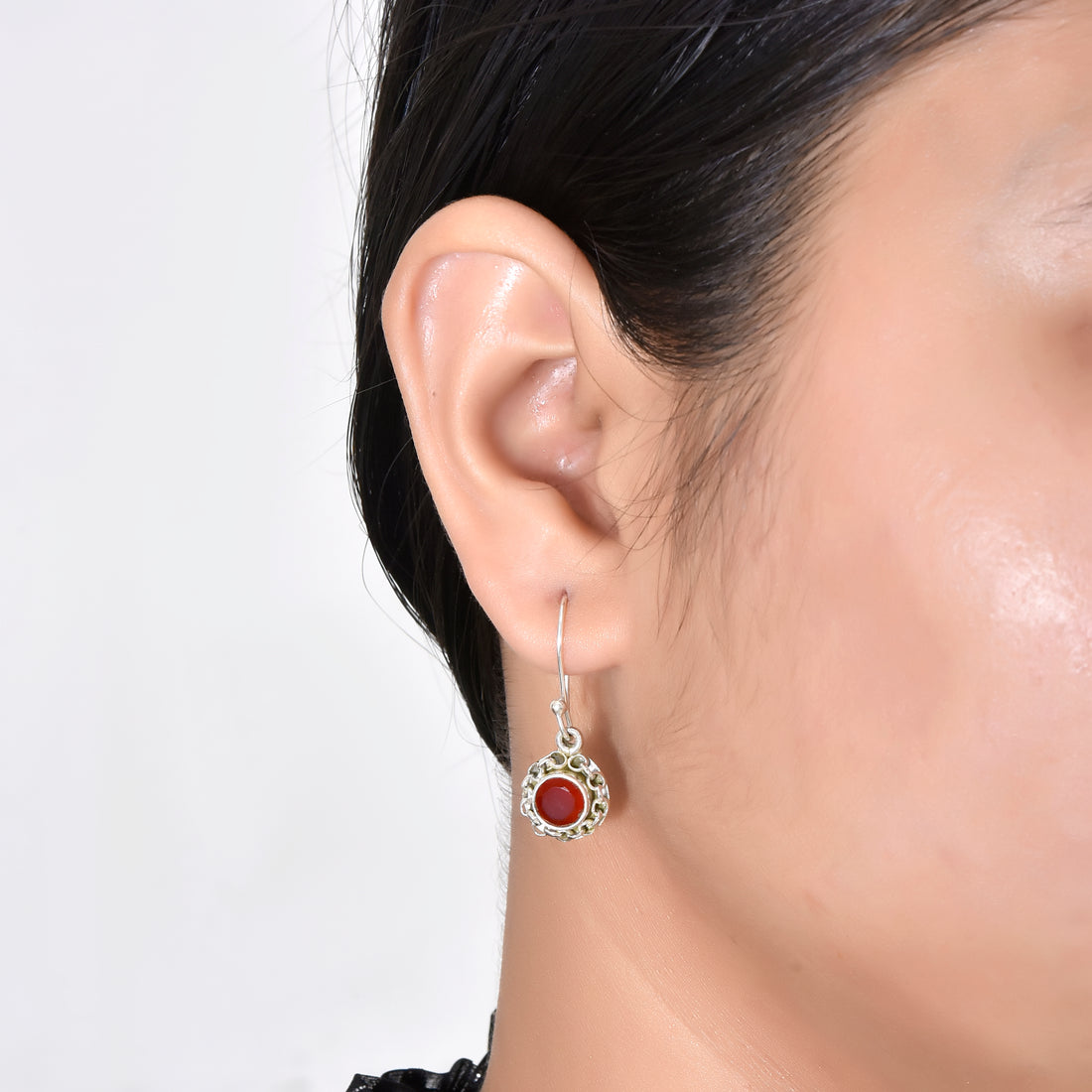 Natural Carnelian Silver Drops