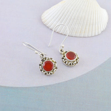 Natural Carnelian Silver Drops