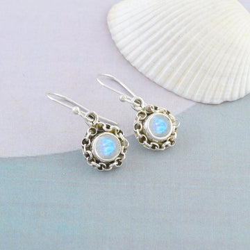 Moonstone Vintage Silver Dangle Earrings