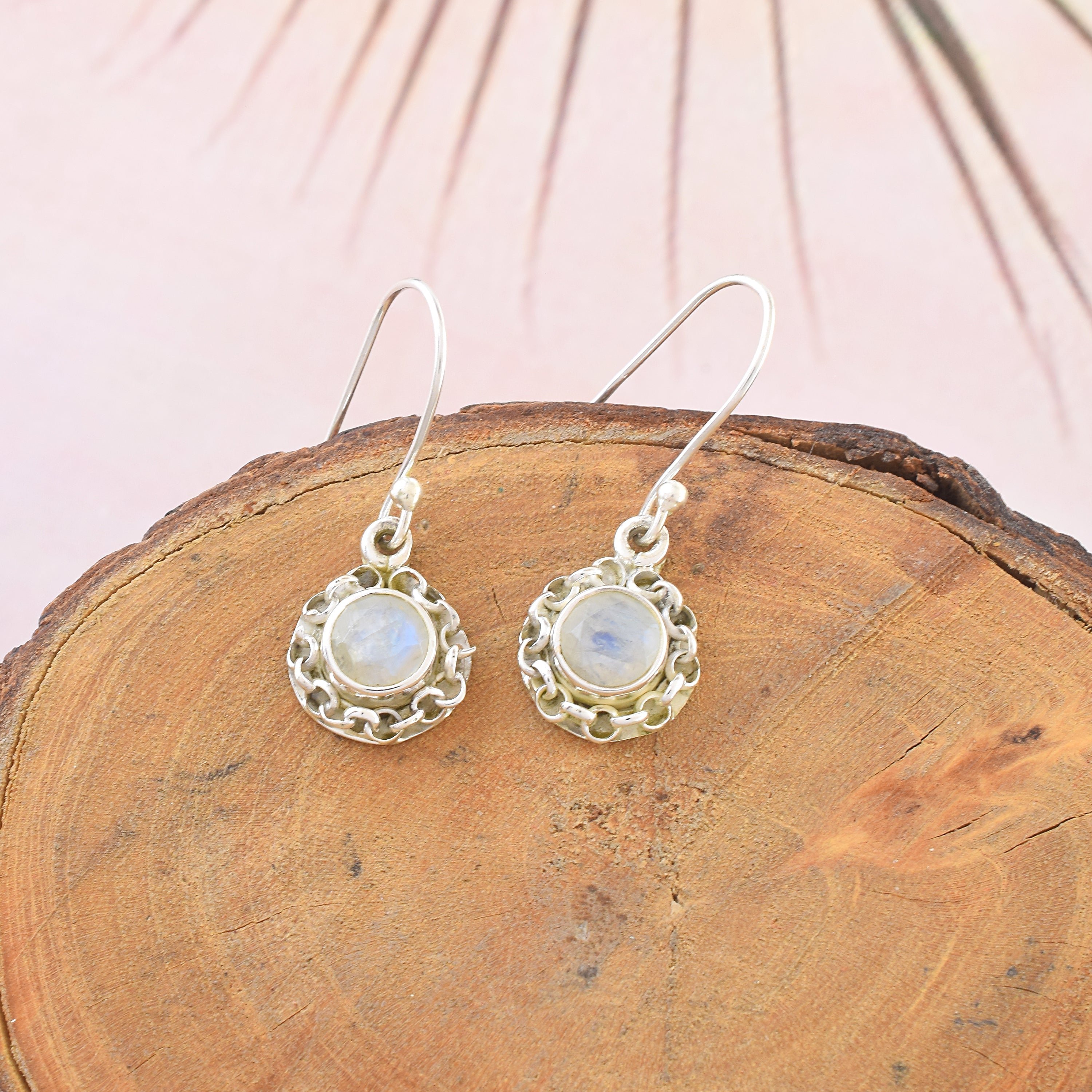 Moonstone Vintage Silver Dangle Earrings