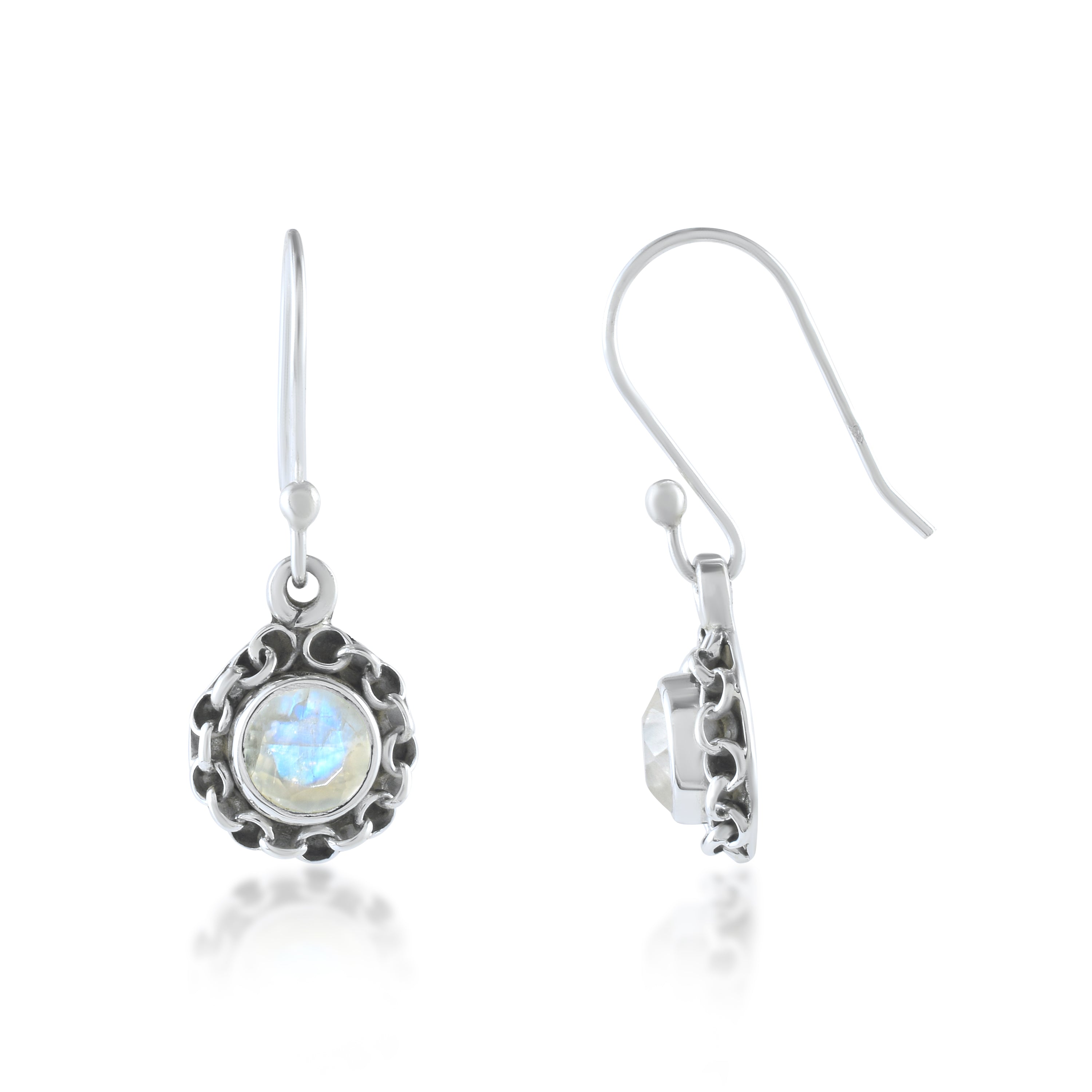 Moonstone Vintage Silver Dangle Earrings