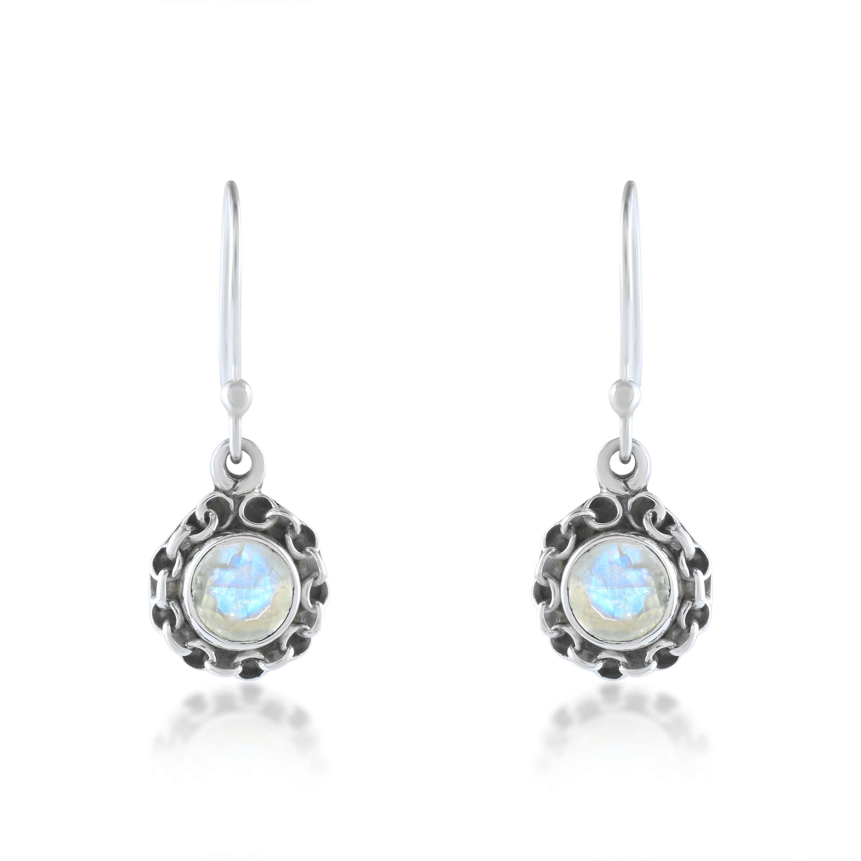 Moonstone Vintage Silver Dangle Earrings