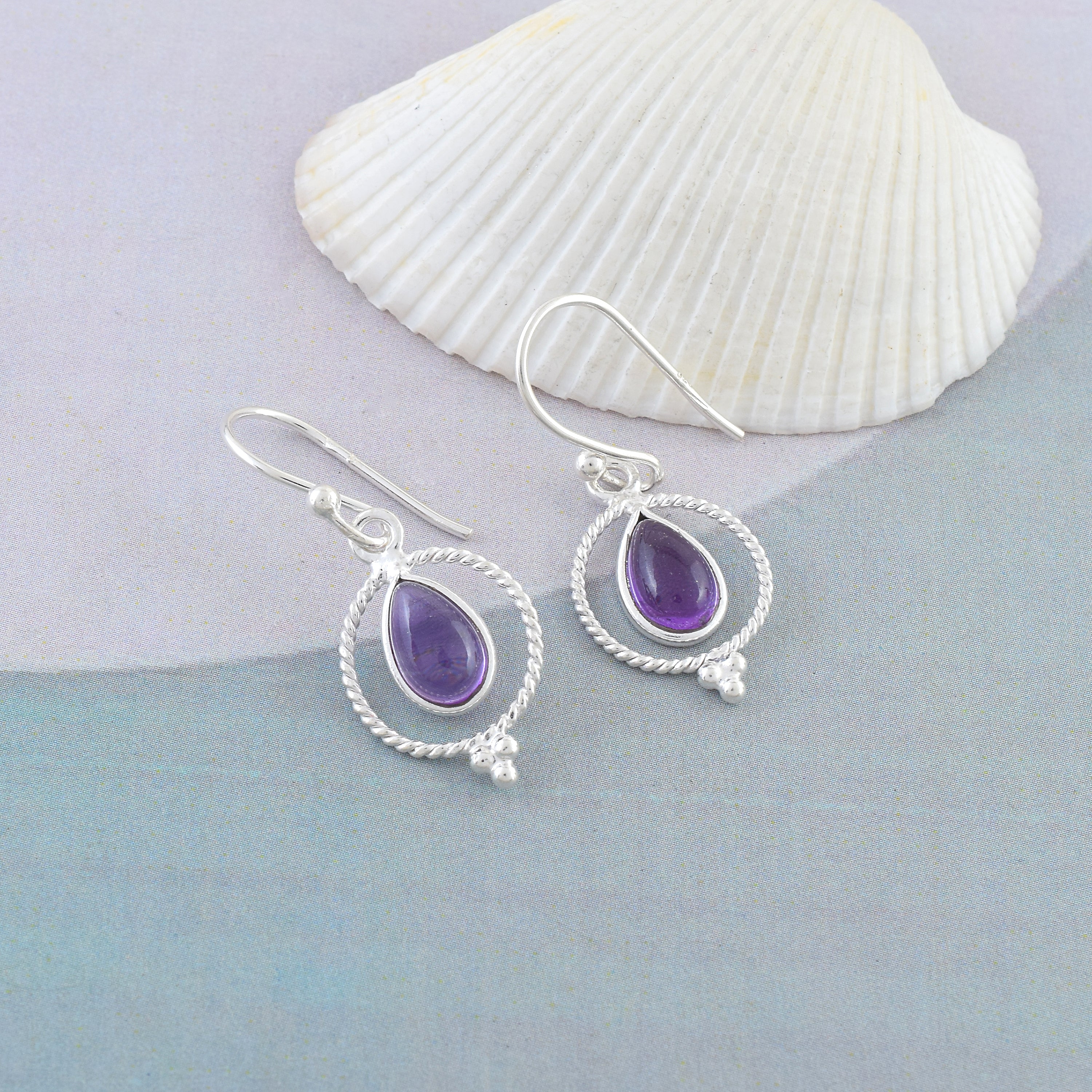 Amethyst Twisted Rope Frame Dangles