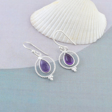 Amethyst Twisted Rope Frame Dangles