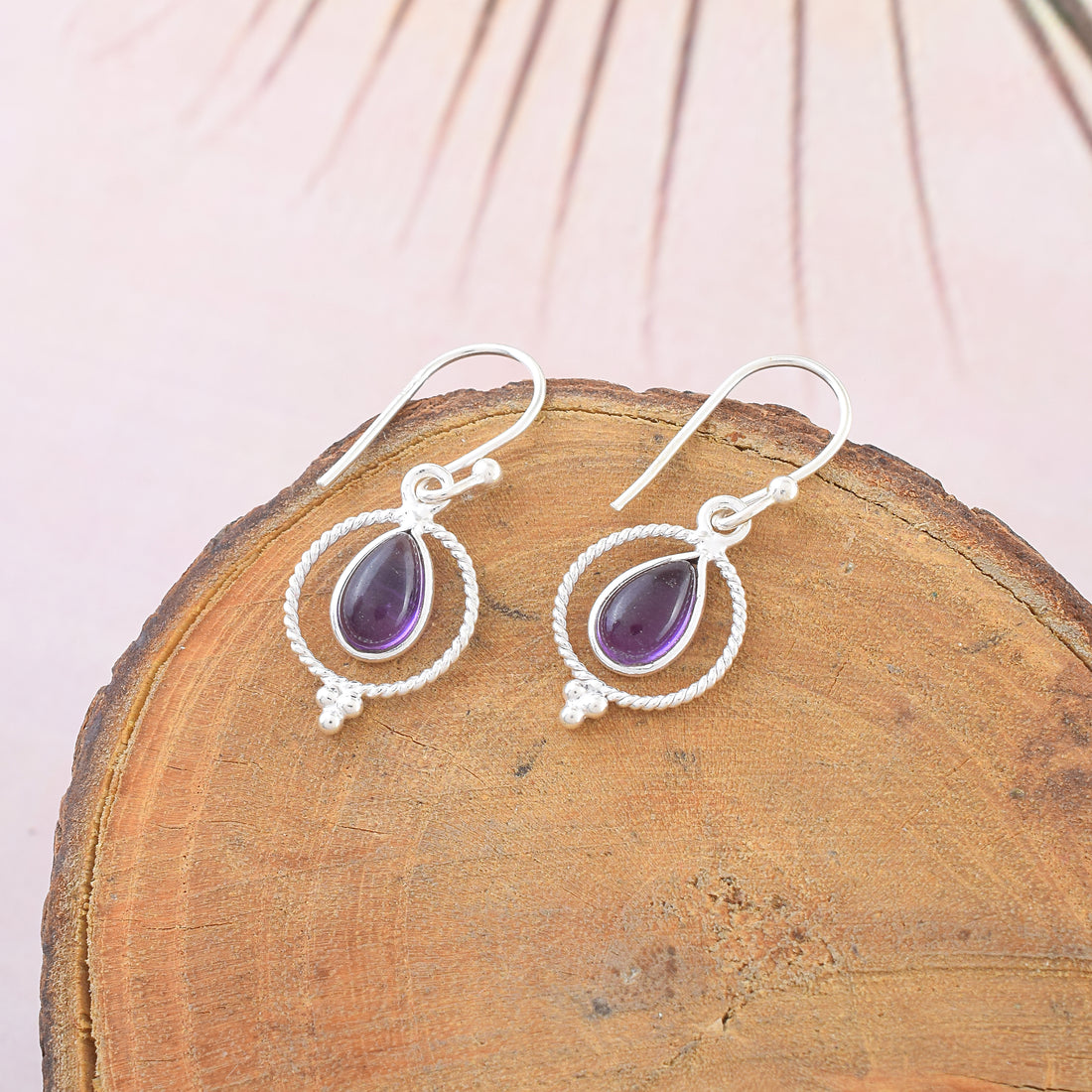 Amethyst Twisted Rope Frame Dangles