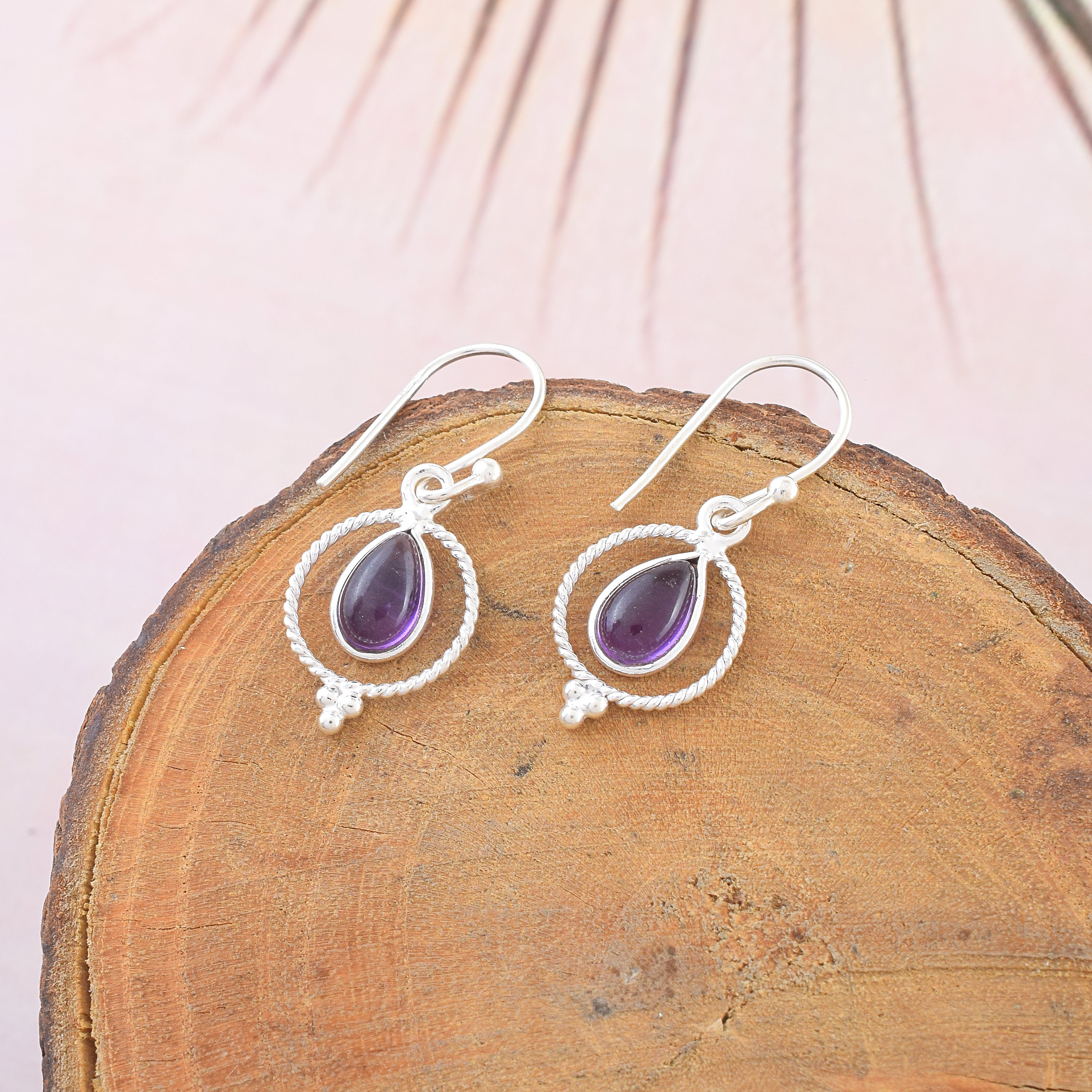 Amethyst Twisted Rope Frame Dangles