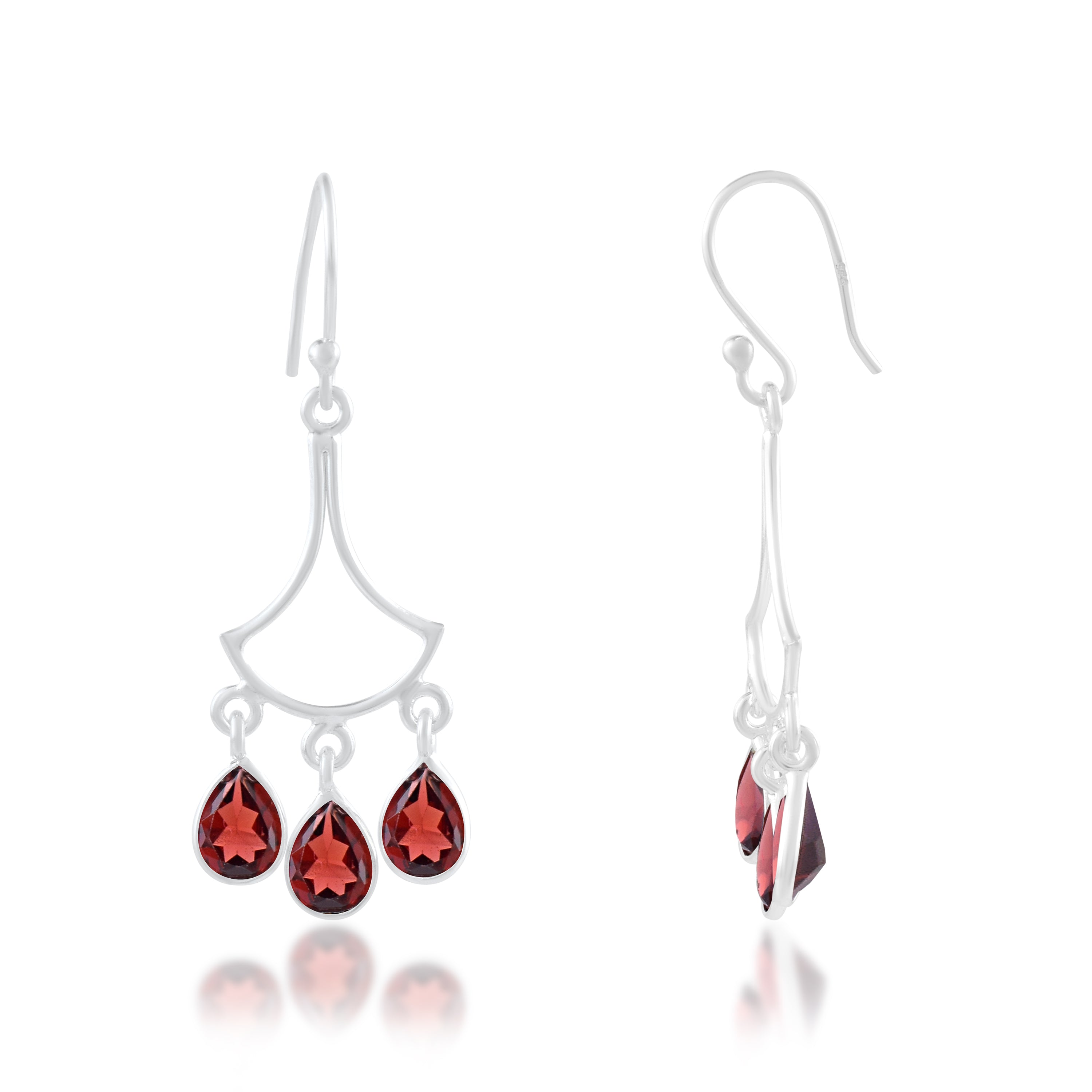 Red Garnet Multi-Stone Drop Earrings