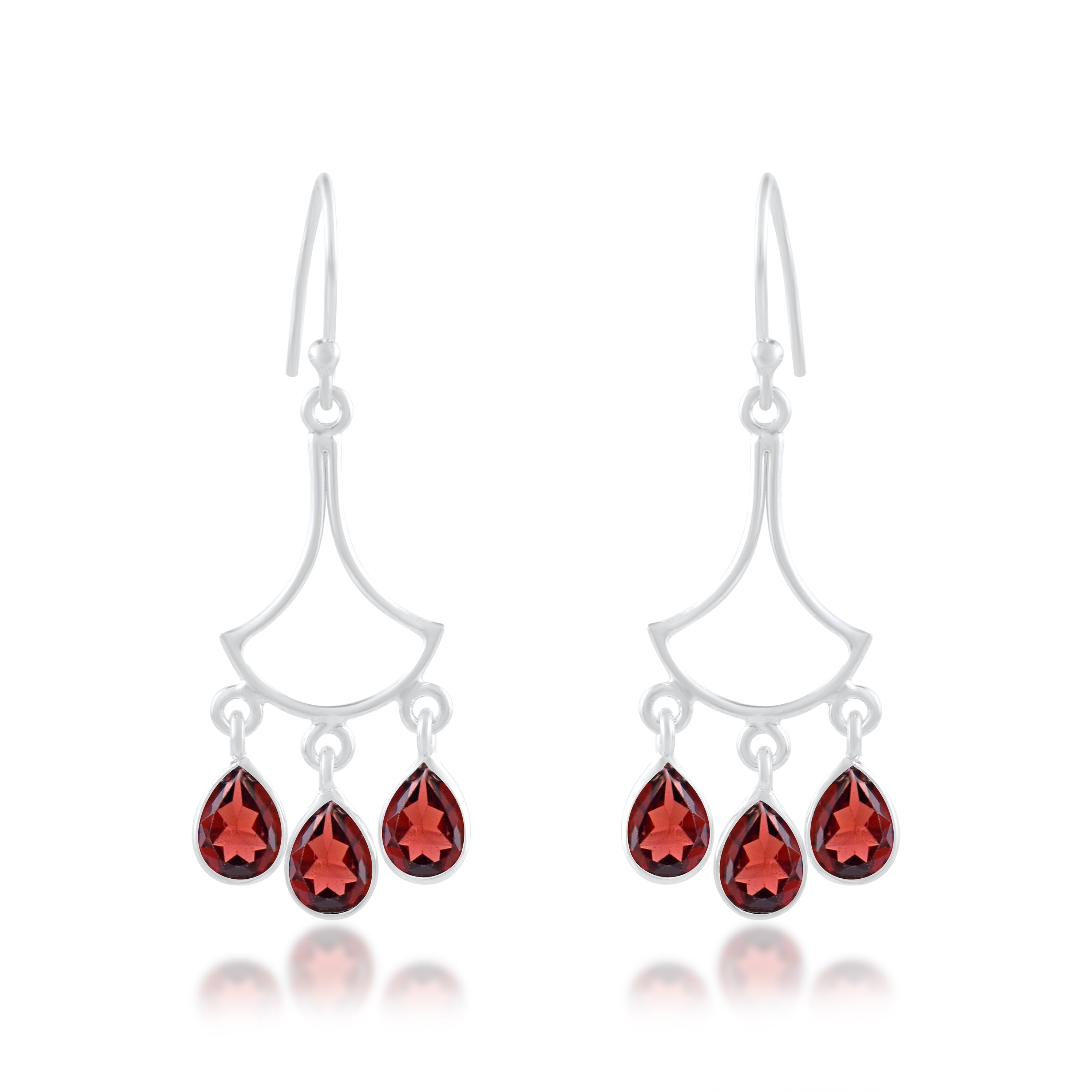 Red Garnet Multi-Stone Drop Earrings