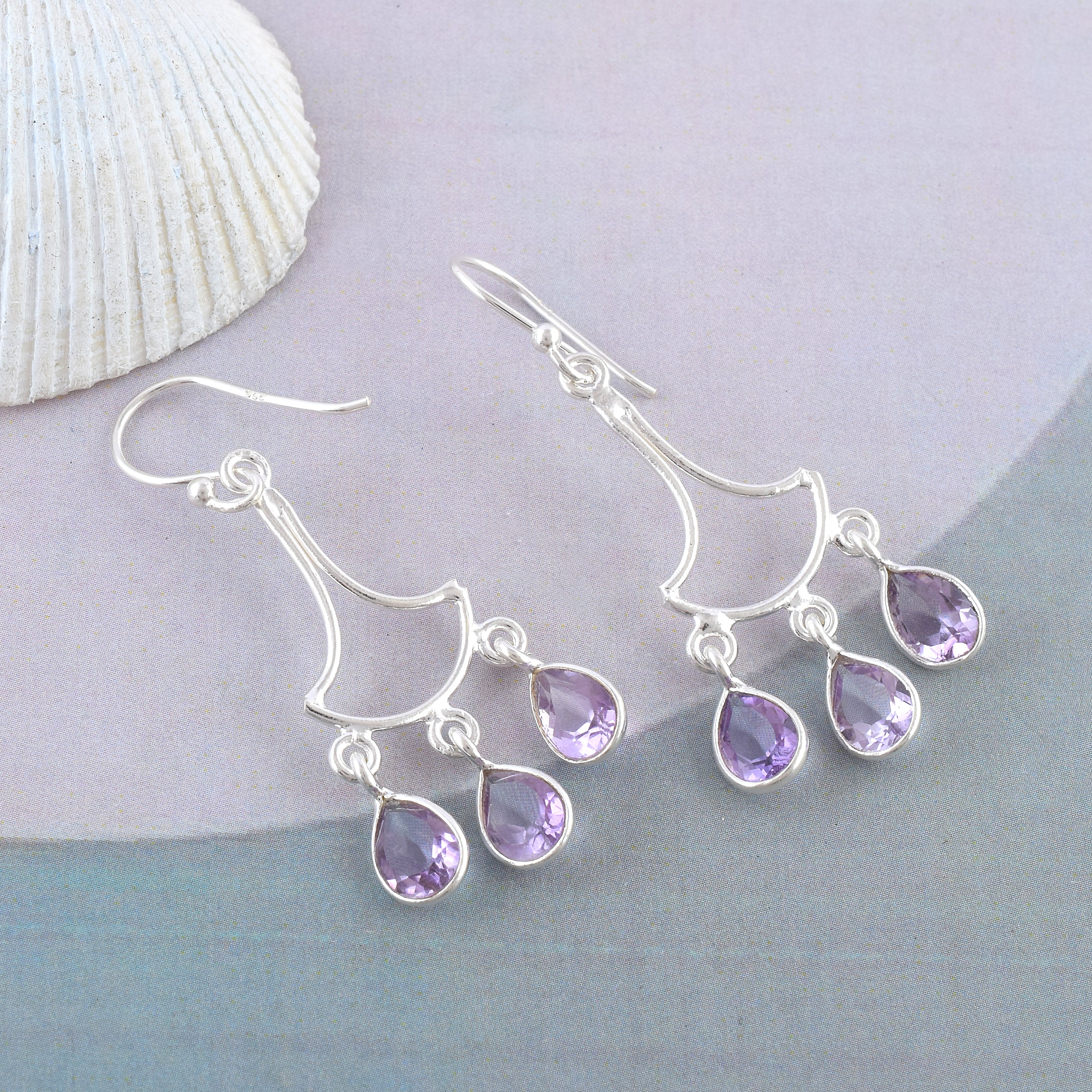 Amethyst Multi-Stone Drop Earrings