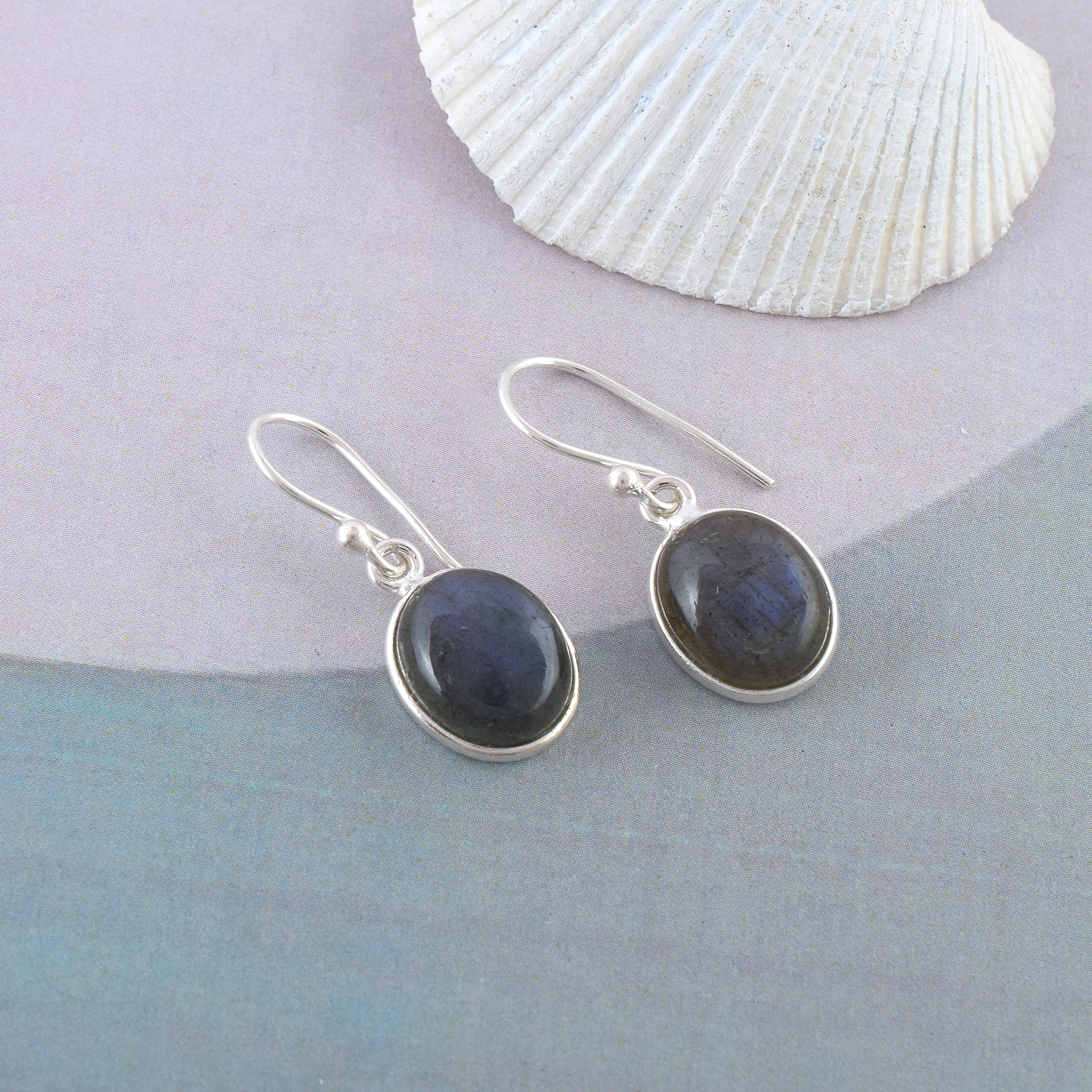 Mystical Labradorite Oval Bezel Dangles