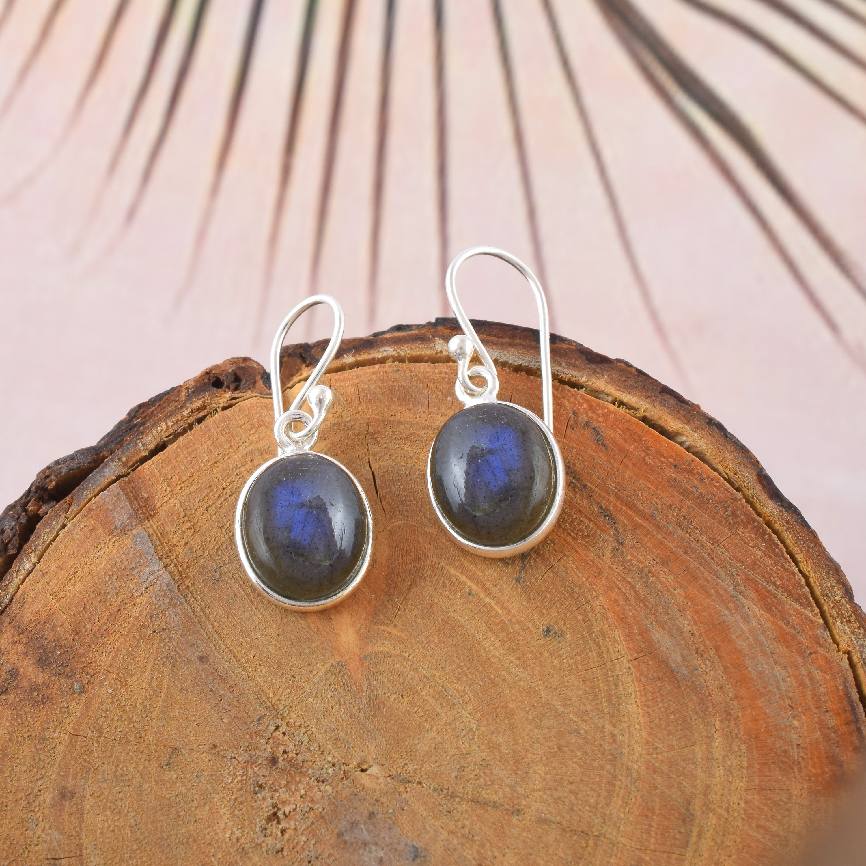 Mystical Labradorite Oval Bezel Dangles