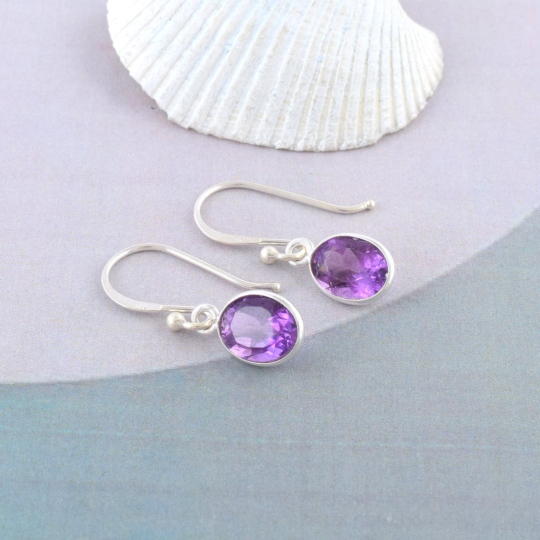 Classic Amethyst Oval Bezel Dangles