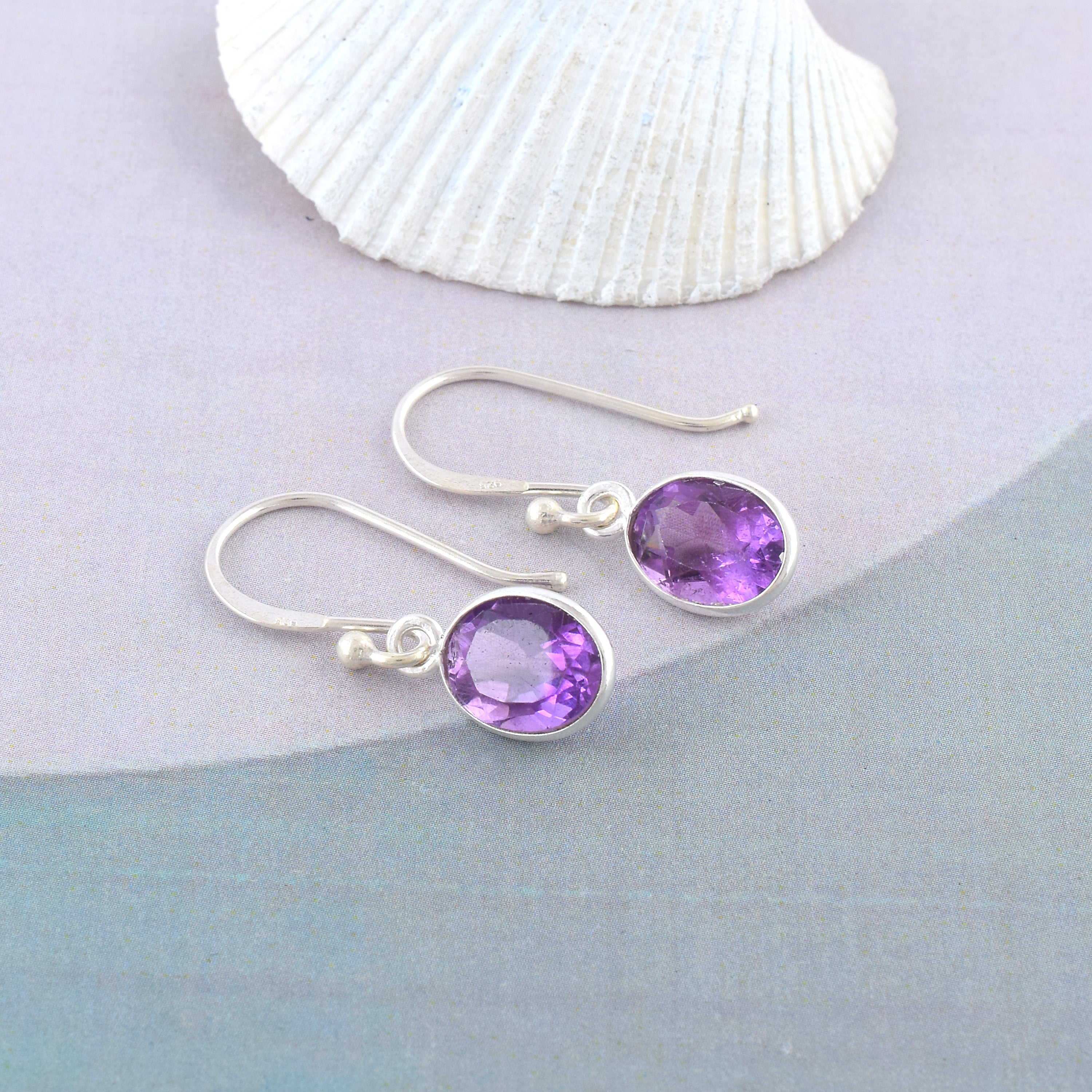 Classic Amethyst Oval Bezel Dangles