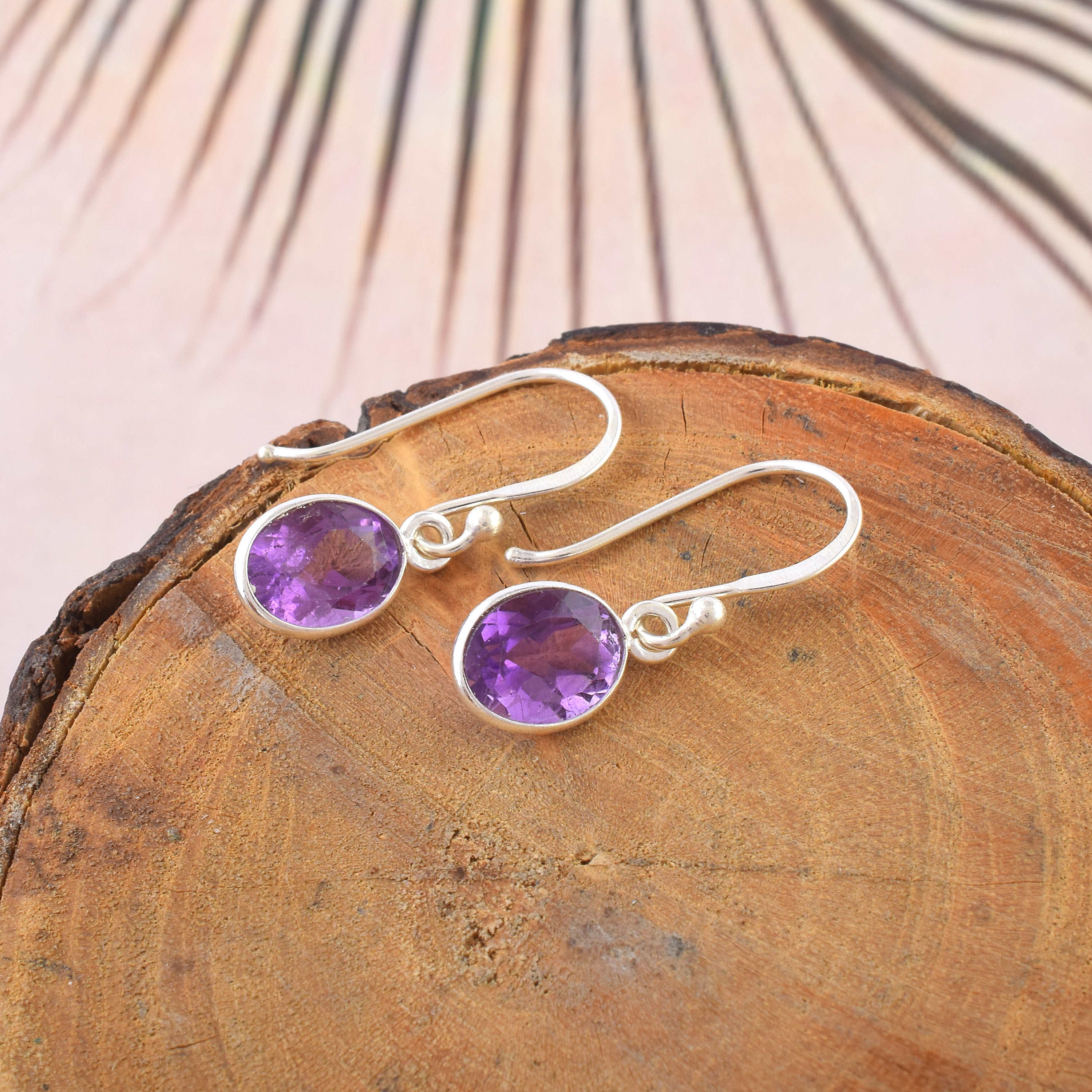 Classic Amethyst Oval Bezel Dangles