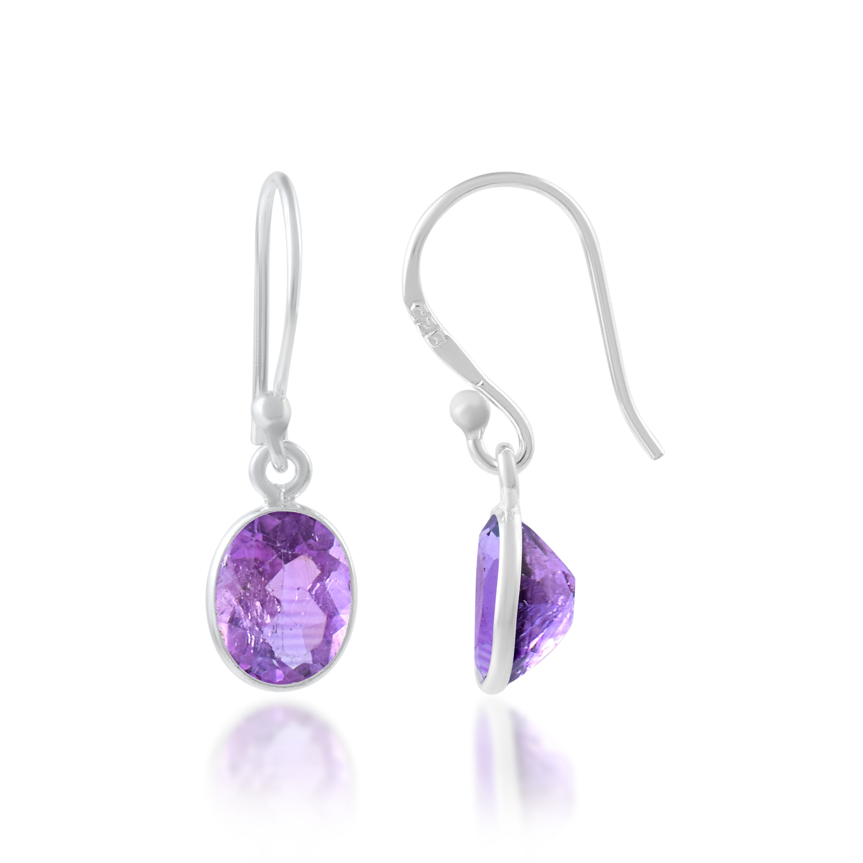Classic Amethyst Oval Bezel Dangles