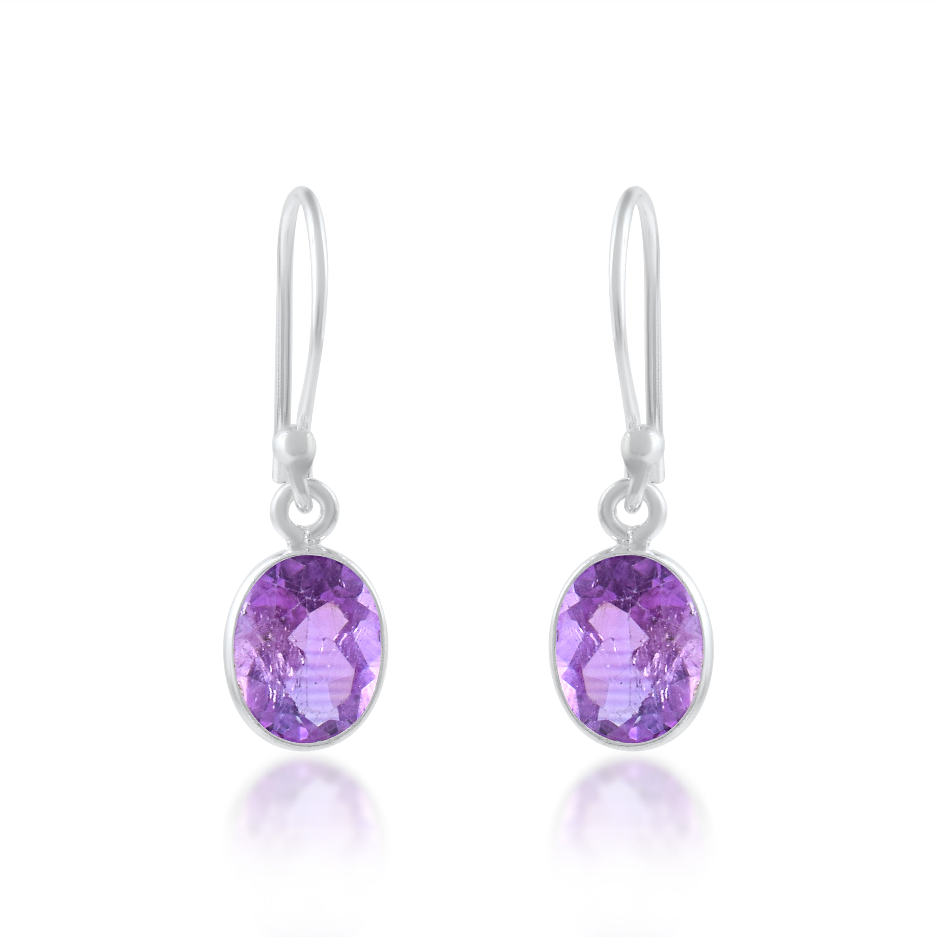 Classic Amethyst Oval Bezel Dangles