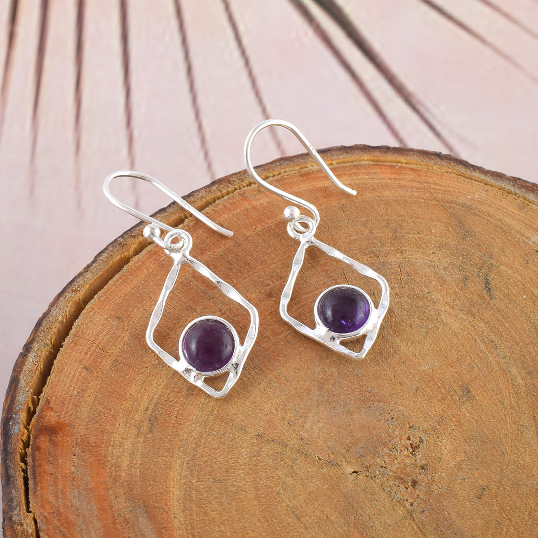 Celestial Amethyst Geometric Dangles