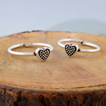 Silver Dotted Heart Toe Rings